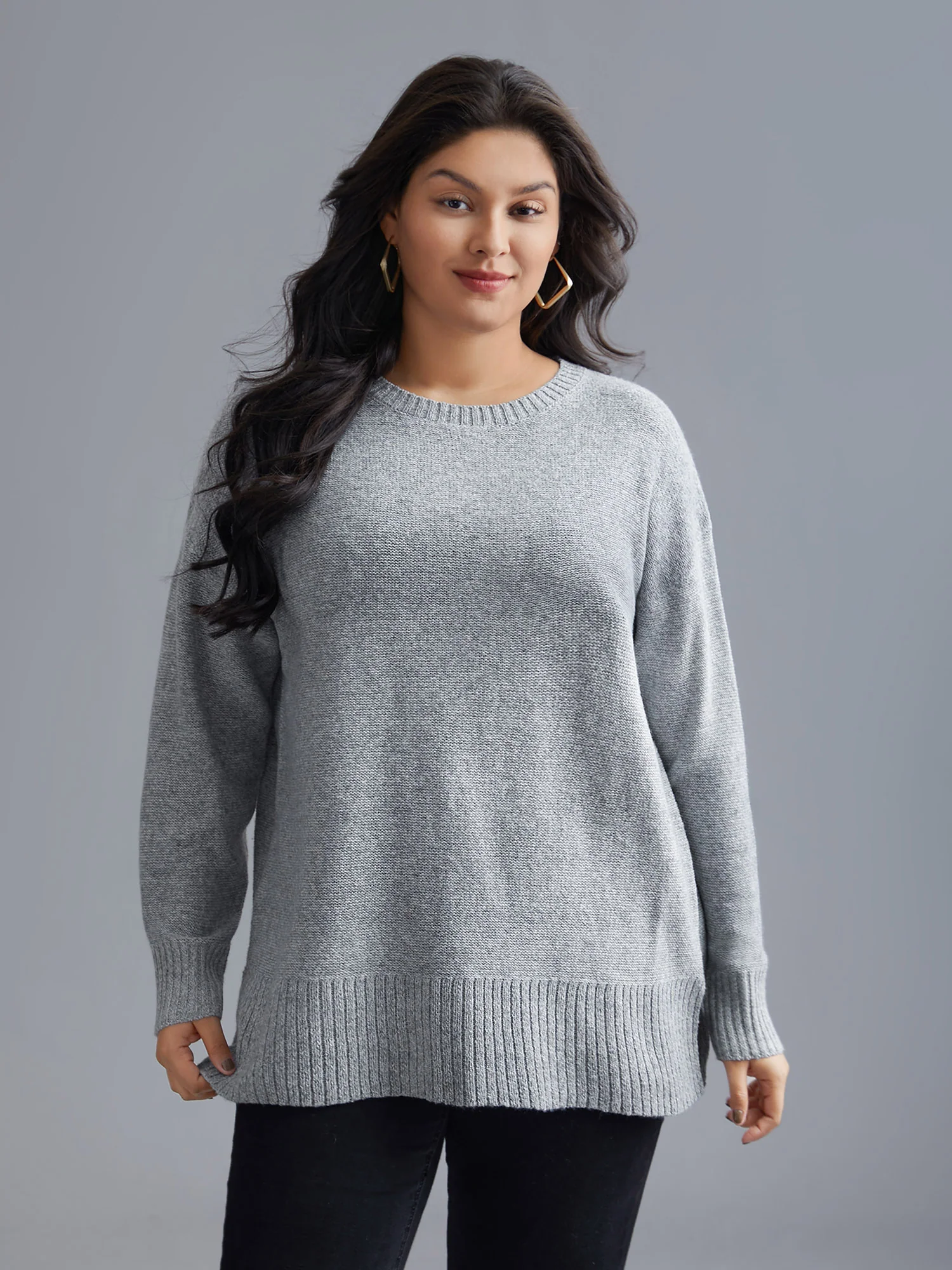 Texture Bowknot Cut Out Slit Hem Pullover - Image 14