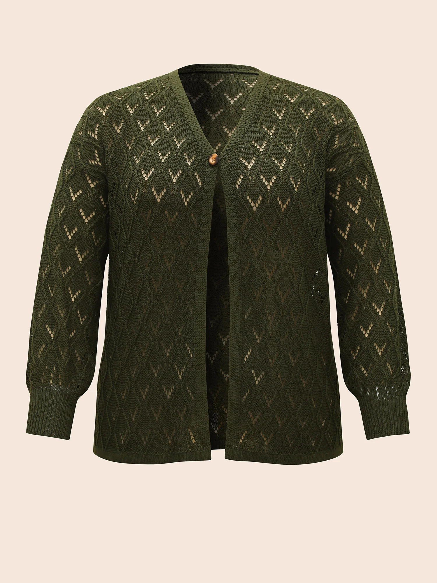 Texture Button Up Hollow Out Cardigan - Image 8