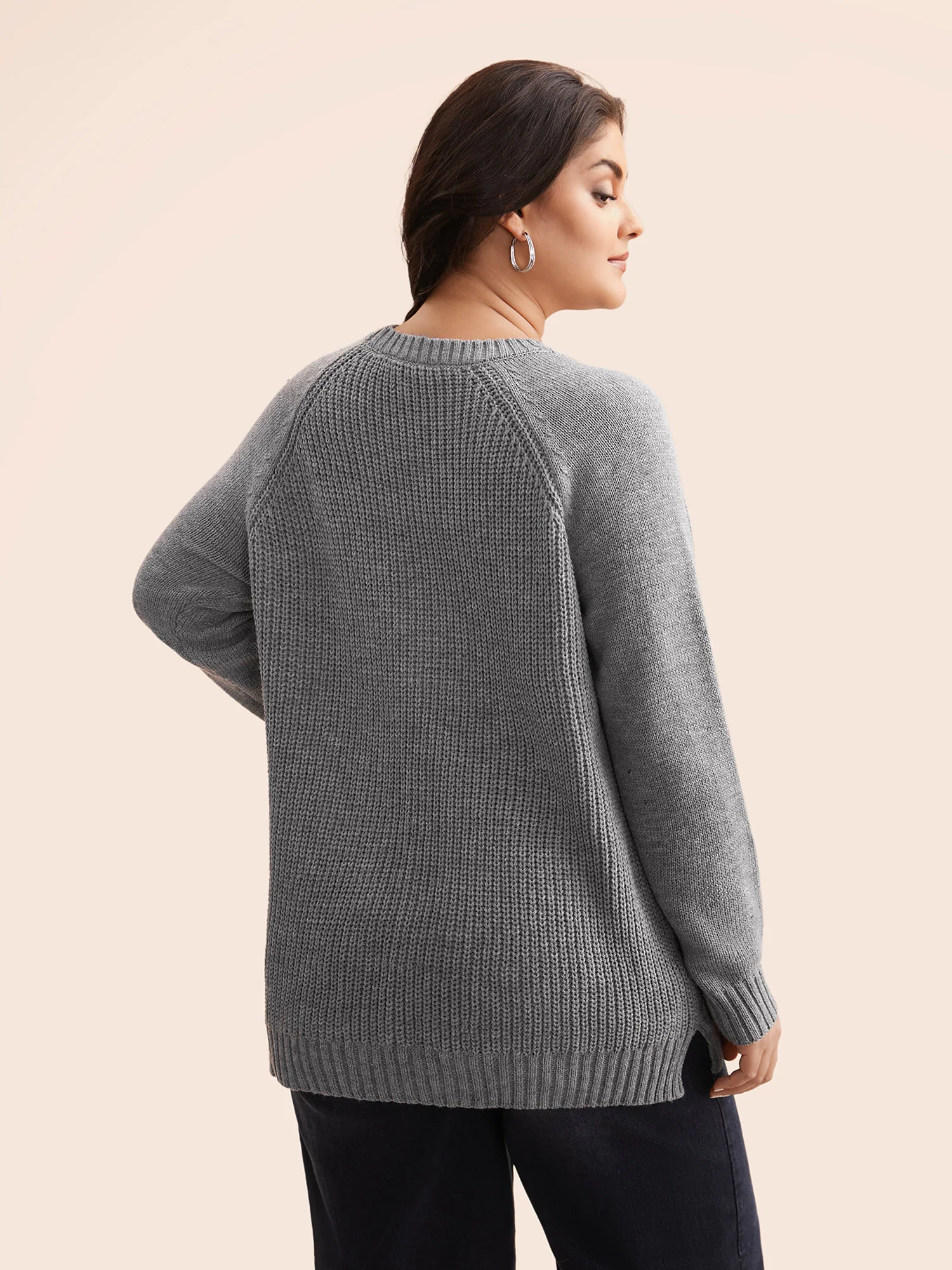 Texture Cable Knit Button Detail Pullover - Image 2