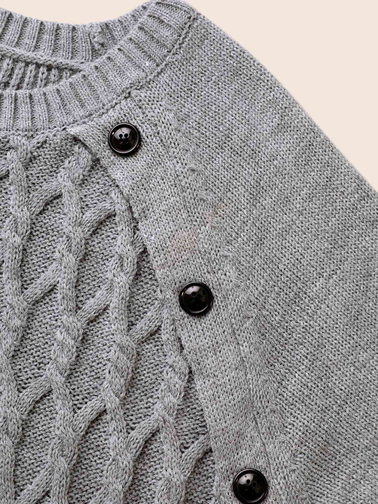 Texture Cable Knit Button Detail Pullover - Image 6