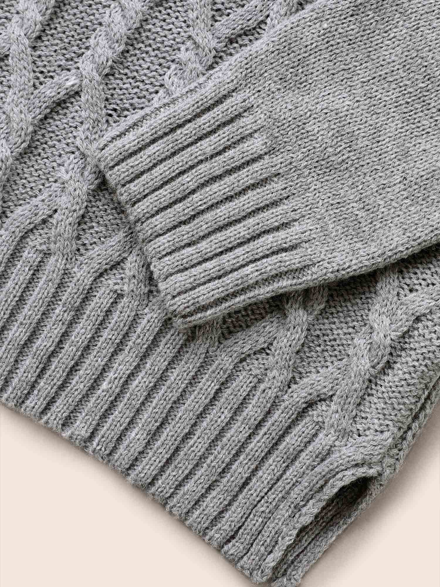Texture Cable Knit Button Detail Pullover - Image 7