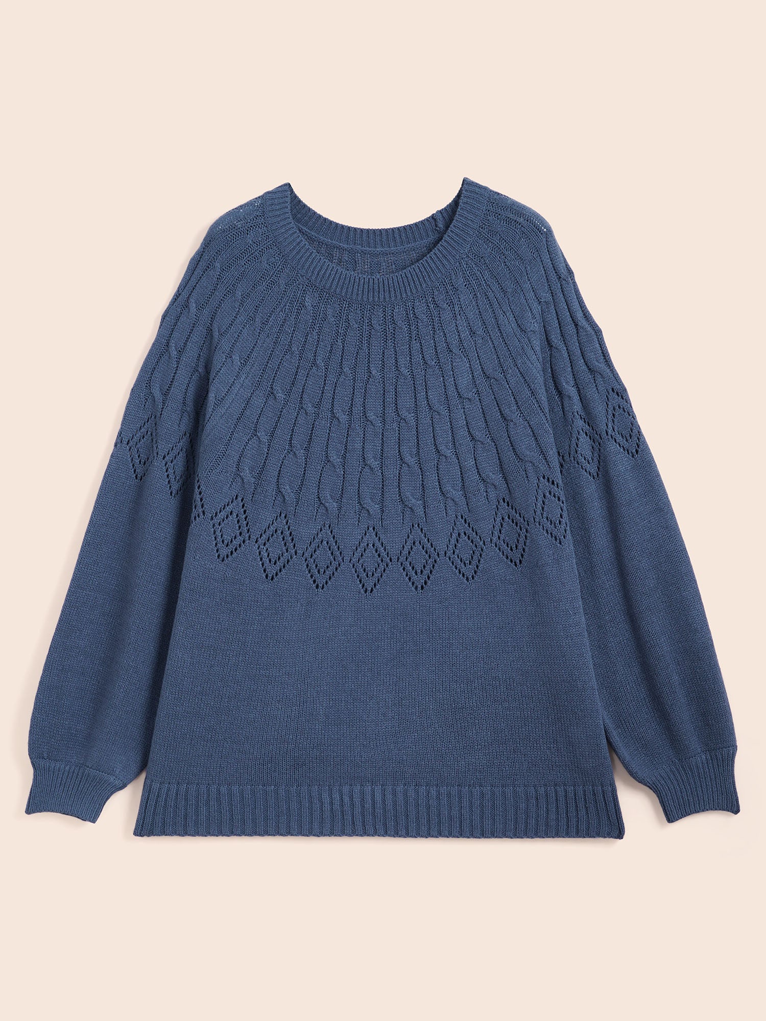 Texture Cable Knit Lantern Sleeve Pullover - Image 8