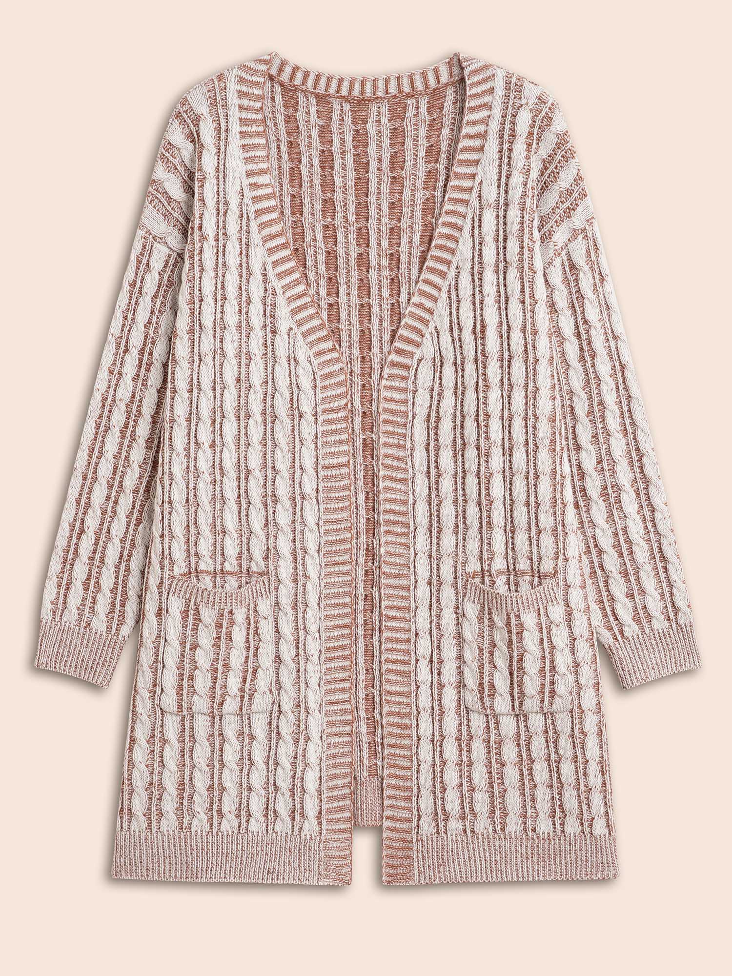 Texture Cable Knit Patch Pocket Cardigan - Image 7