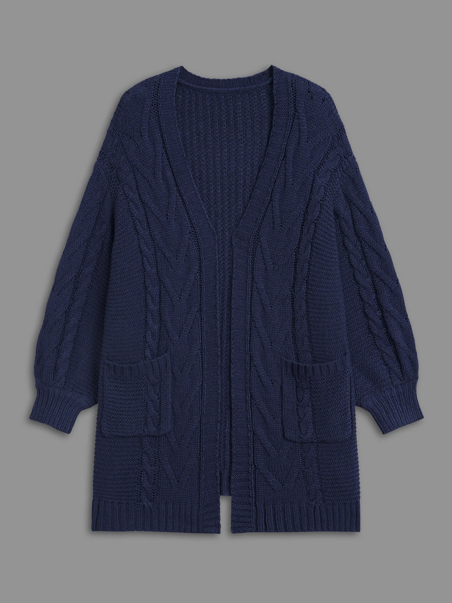 Texture Cable Knit Patched Pocket Cardigan - Image 8