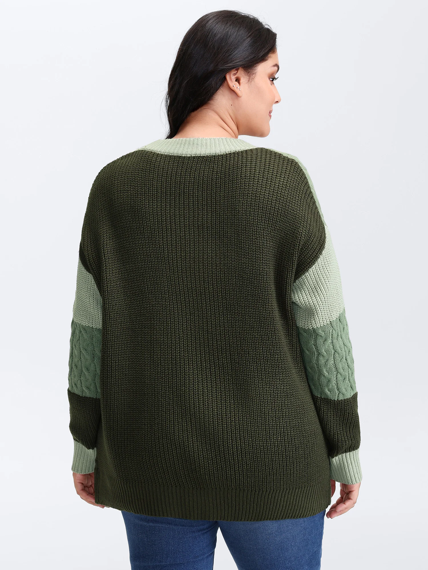 Texture Colorblock Contrast Knit Cardigan - Image 4