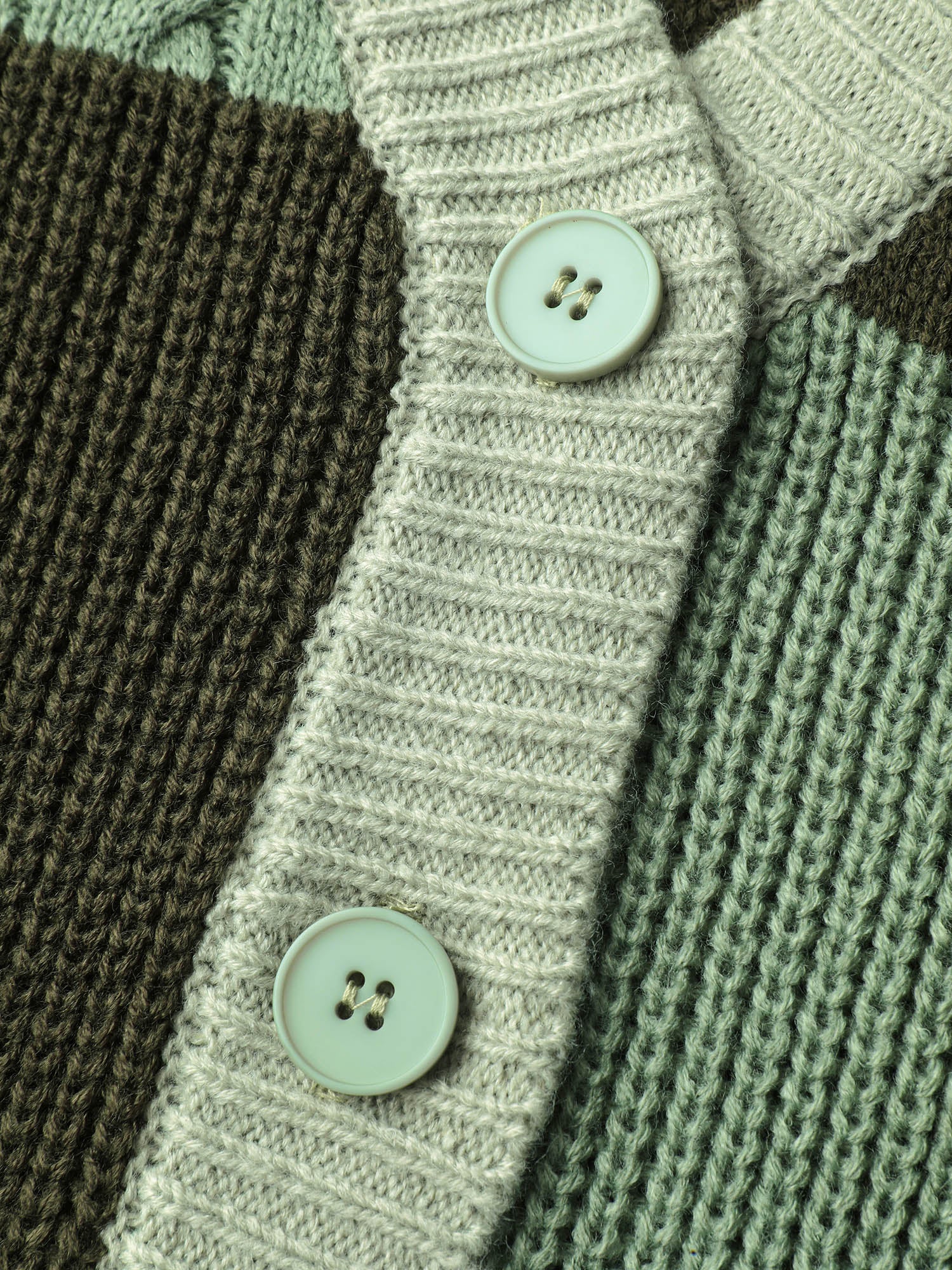 Texture Colorblock Contrast Knit Cardigan - Image 6