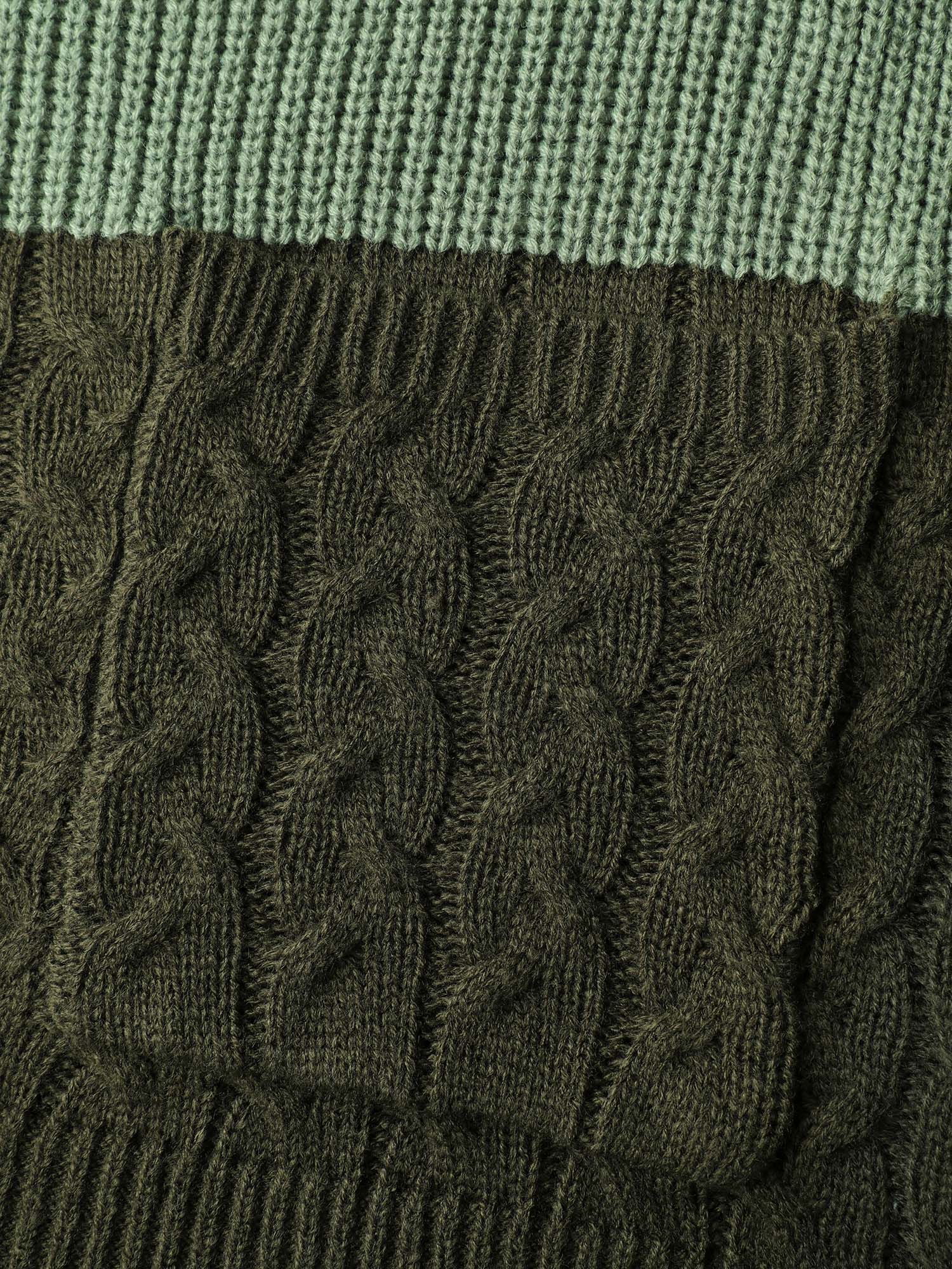 Texture Colorblock Contrast Knit Cardigan - Image 7
