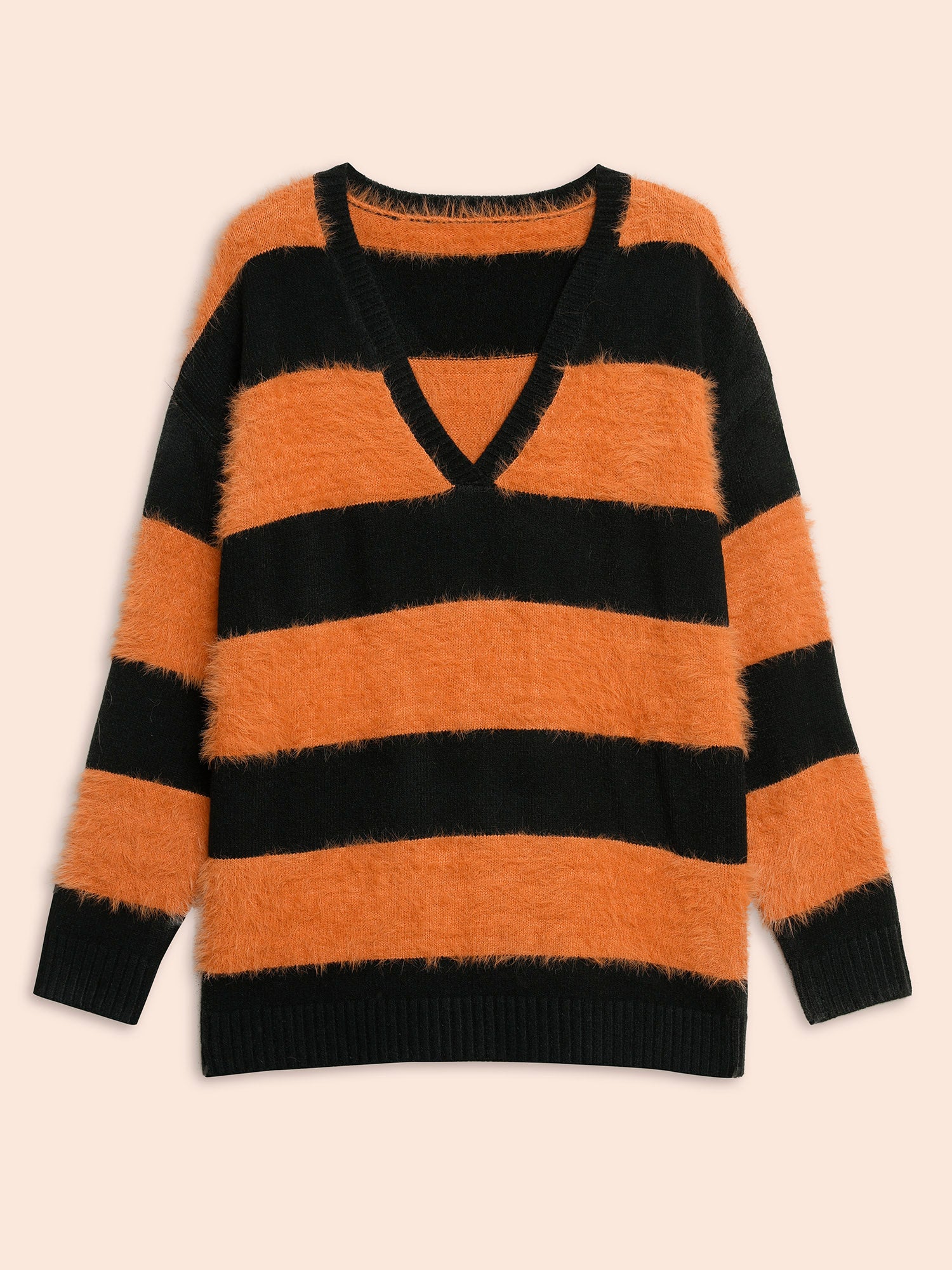 Texture Contrast V Neck Pullover - Image 8
