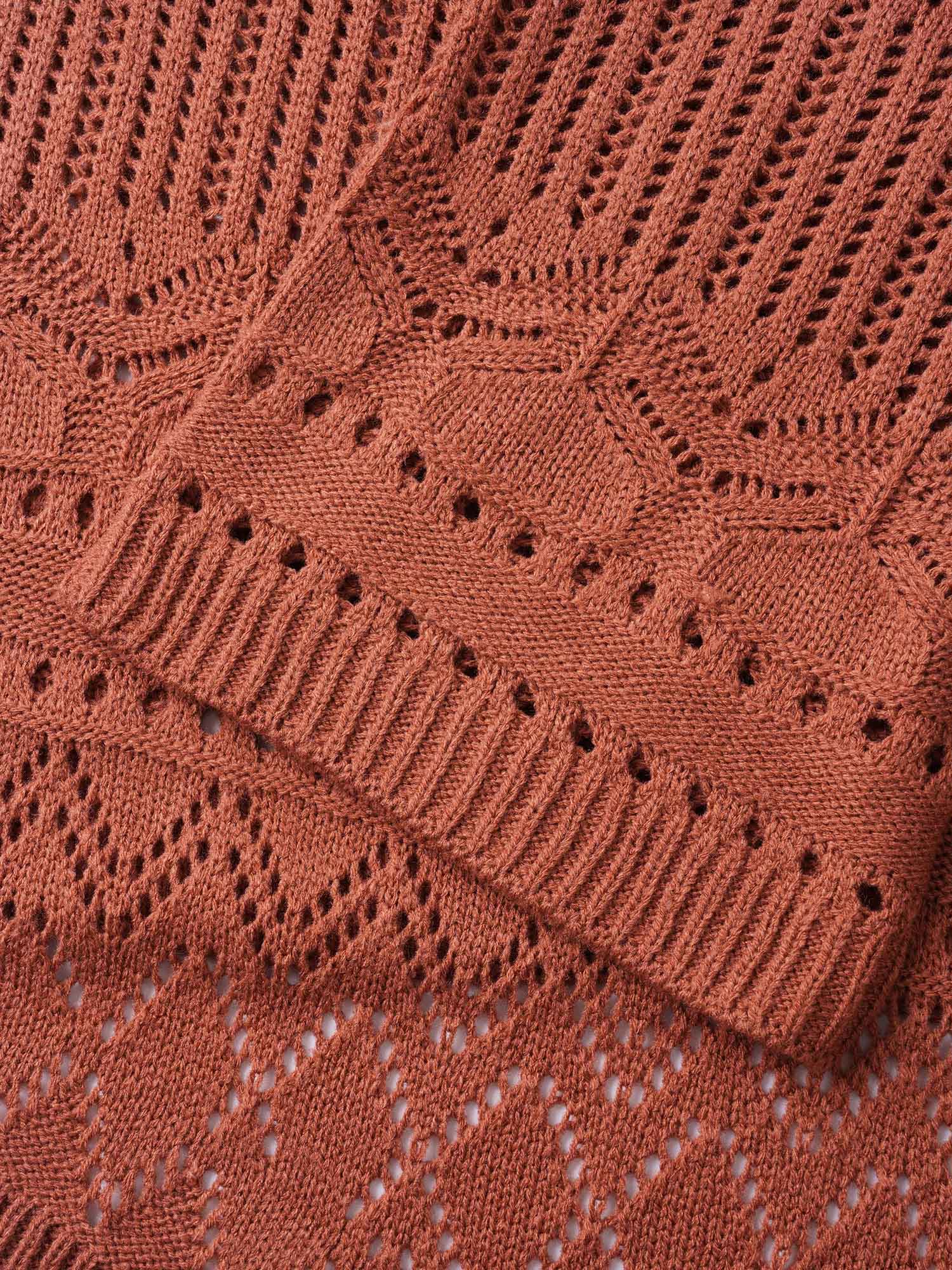 Texture Cut Out Bell Sleeve Cardigan - Image 5