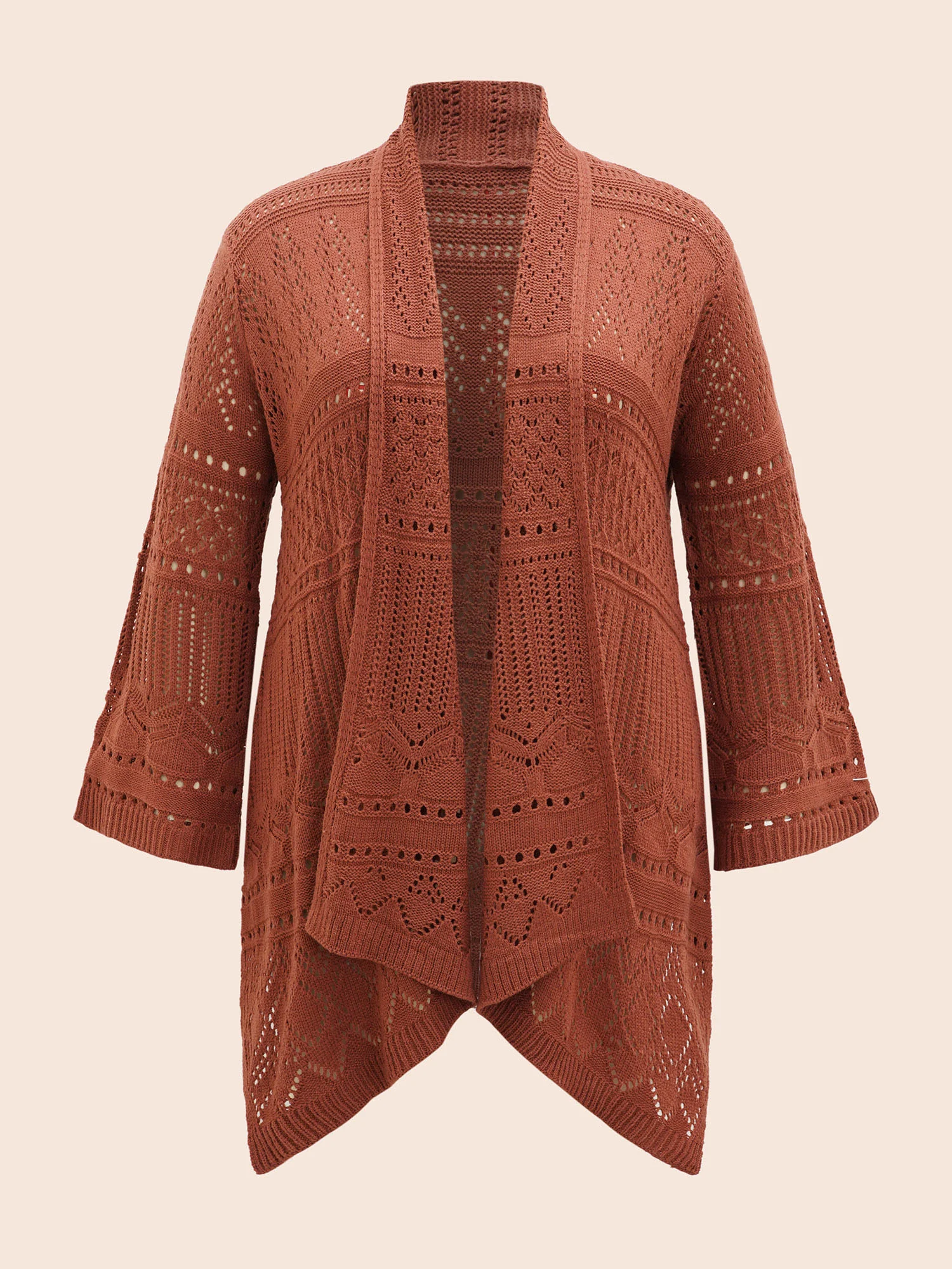 Texture Cut Out Bell Sleeve Cardigan - Image 6