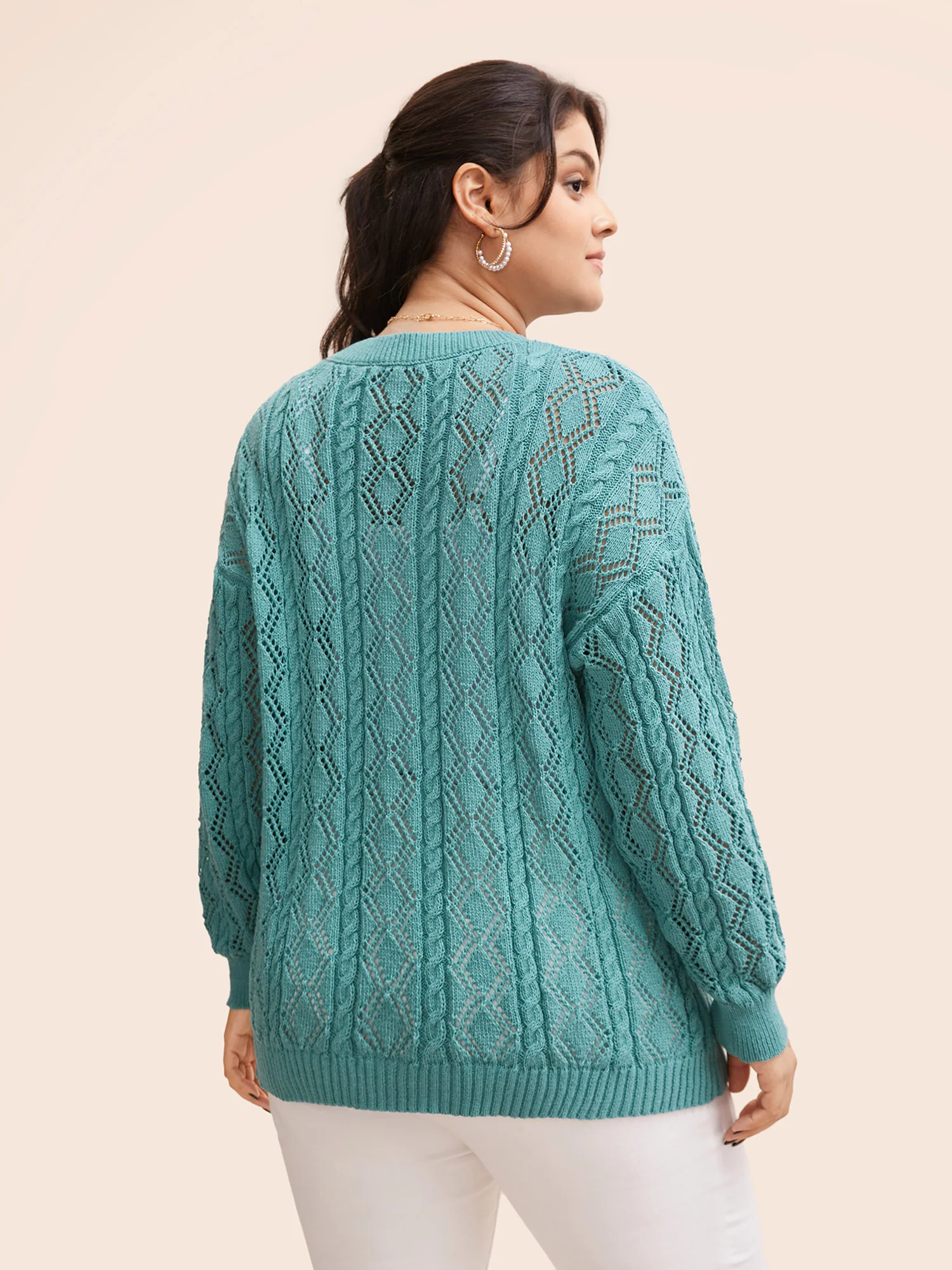 Texture Cut Out Drop Shoulder Pullover - Image 2