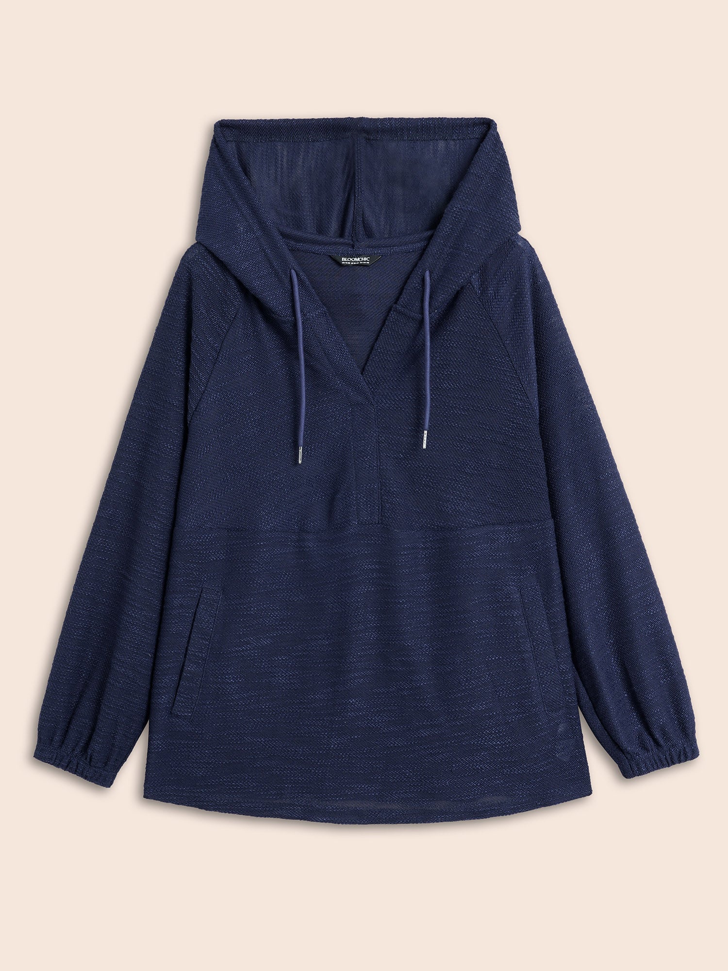 Texture Drawstring Pocket Hooded Sweatshirt - Image 8