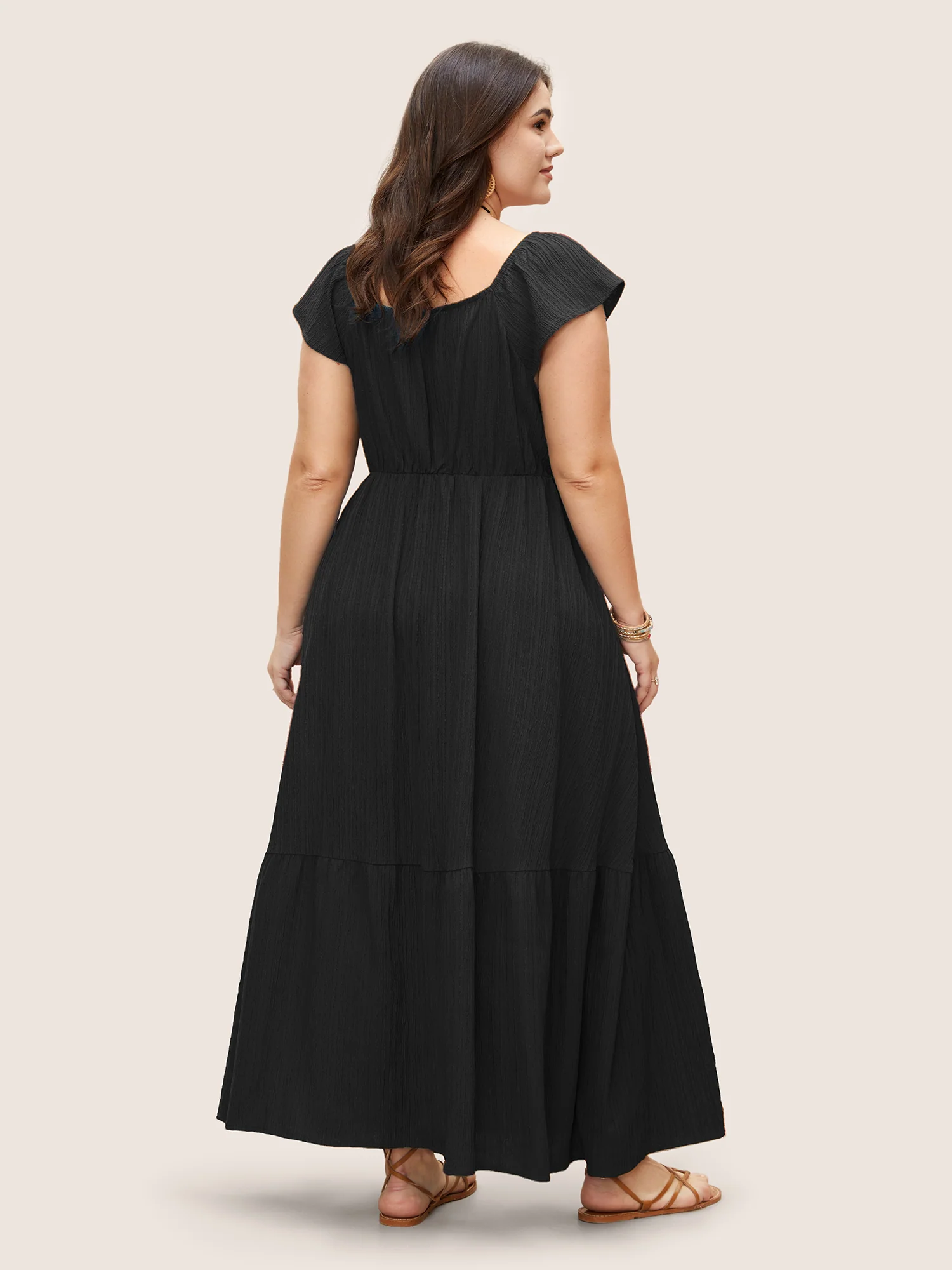 Texture Drawstring Tie Knot Tassels Dress - Image 15