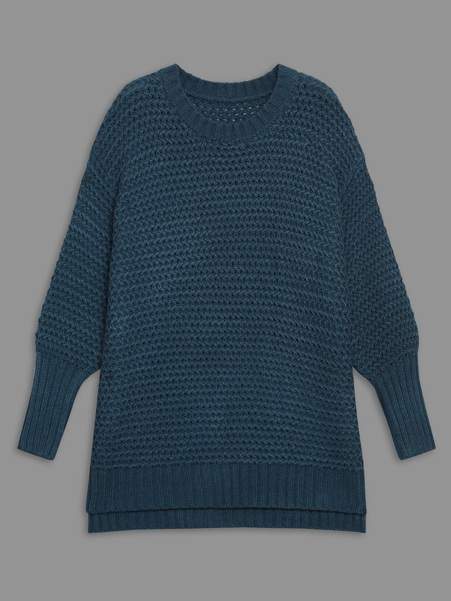 Texture Drop Shoulder Split Hem Pullover - Image 8