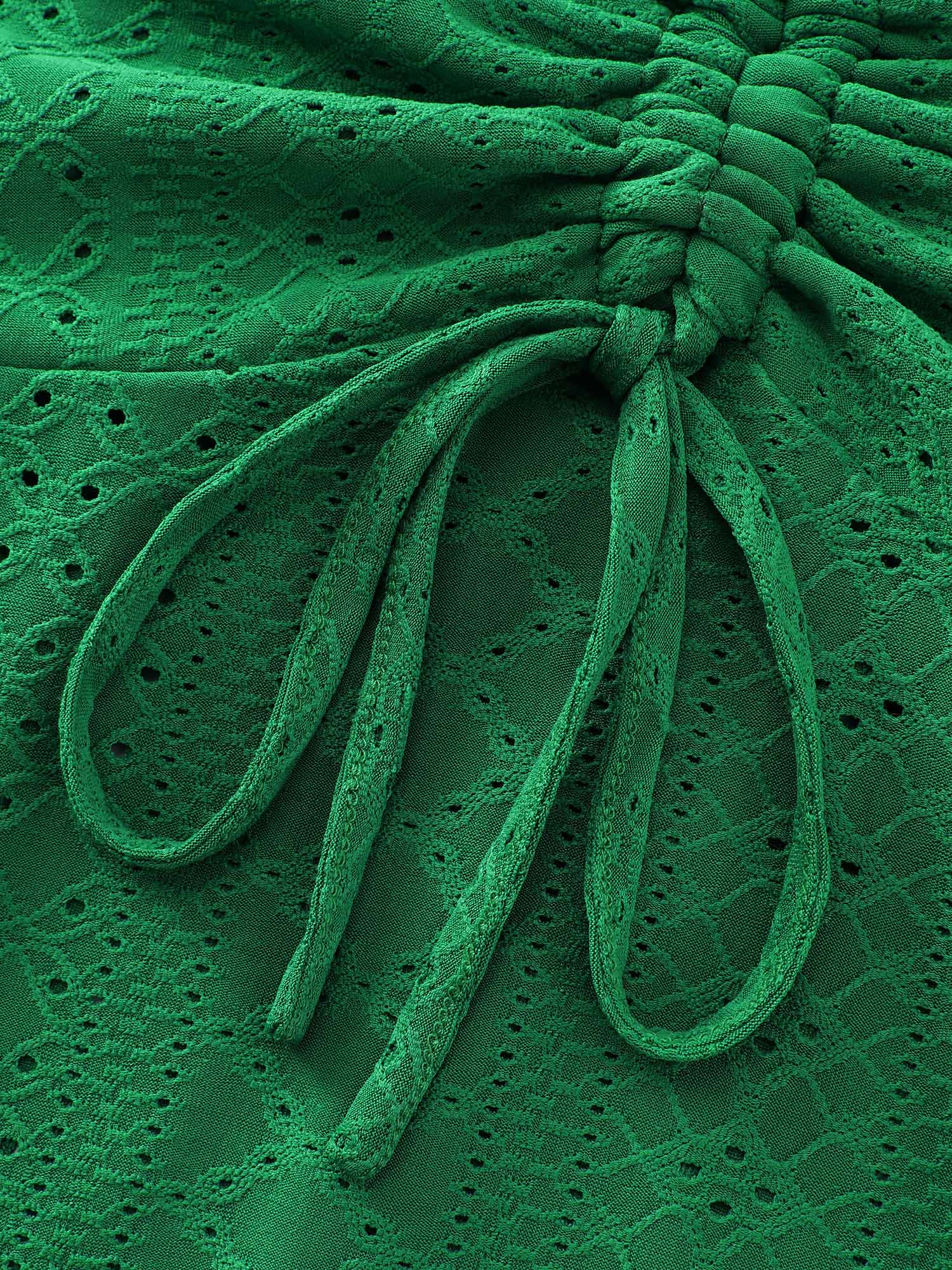 Texture Eyelet Sweetheart Neck Drawstring Tank Top - Image 5