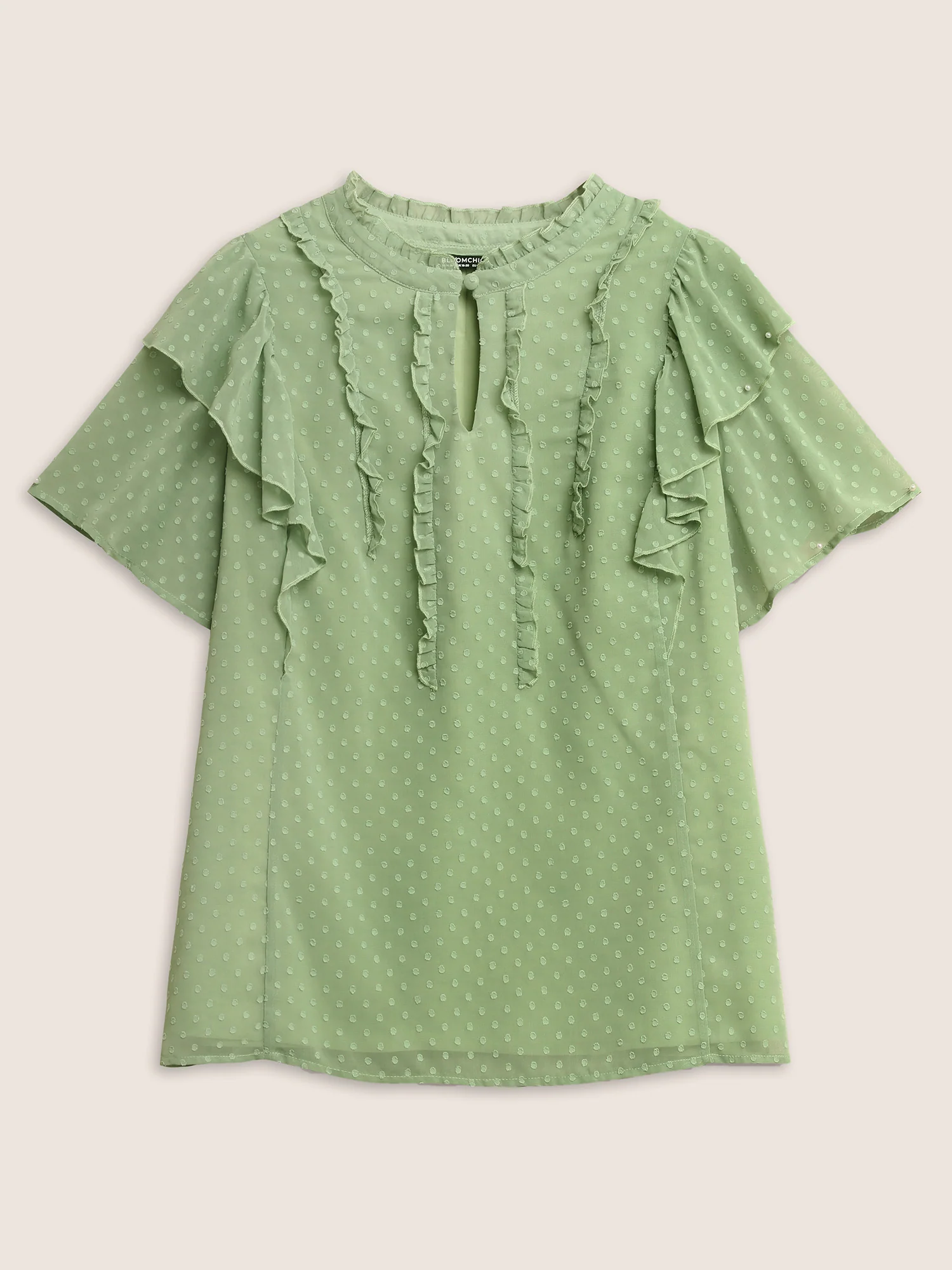Texture Frill Trim Ruffle Sleeve Blouse - Image 8