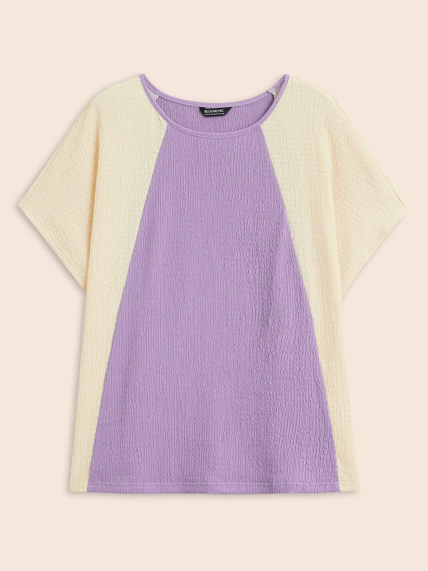 Texture Patchwork Contrast Dolman Sleeve T-shirt - Image 7