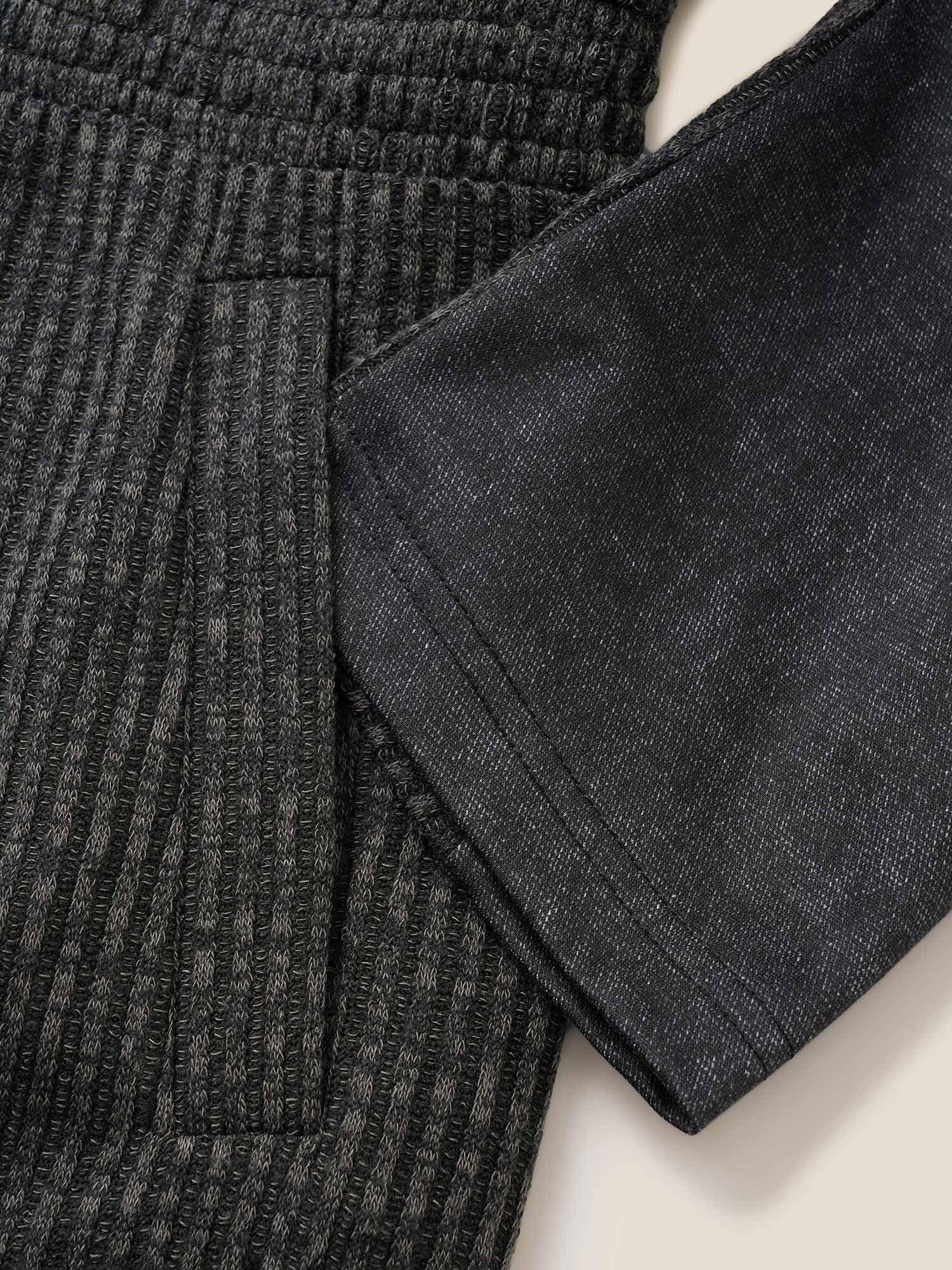 Texture Patchwork Rib Knit Zipper Jacket - Image 6