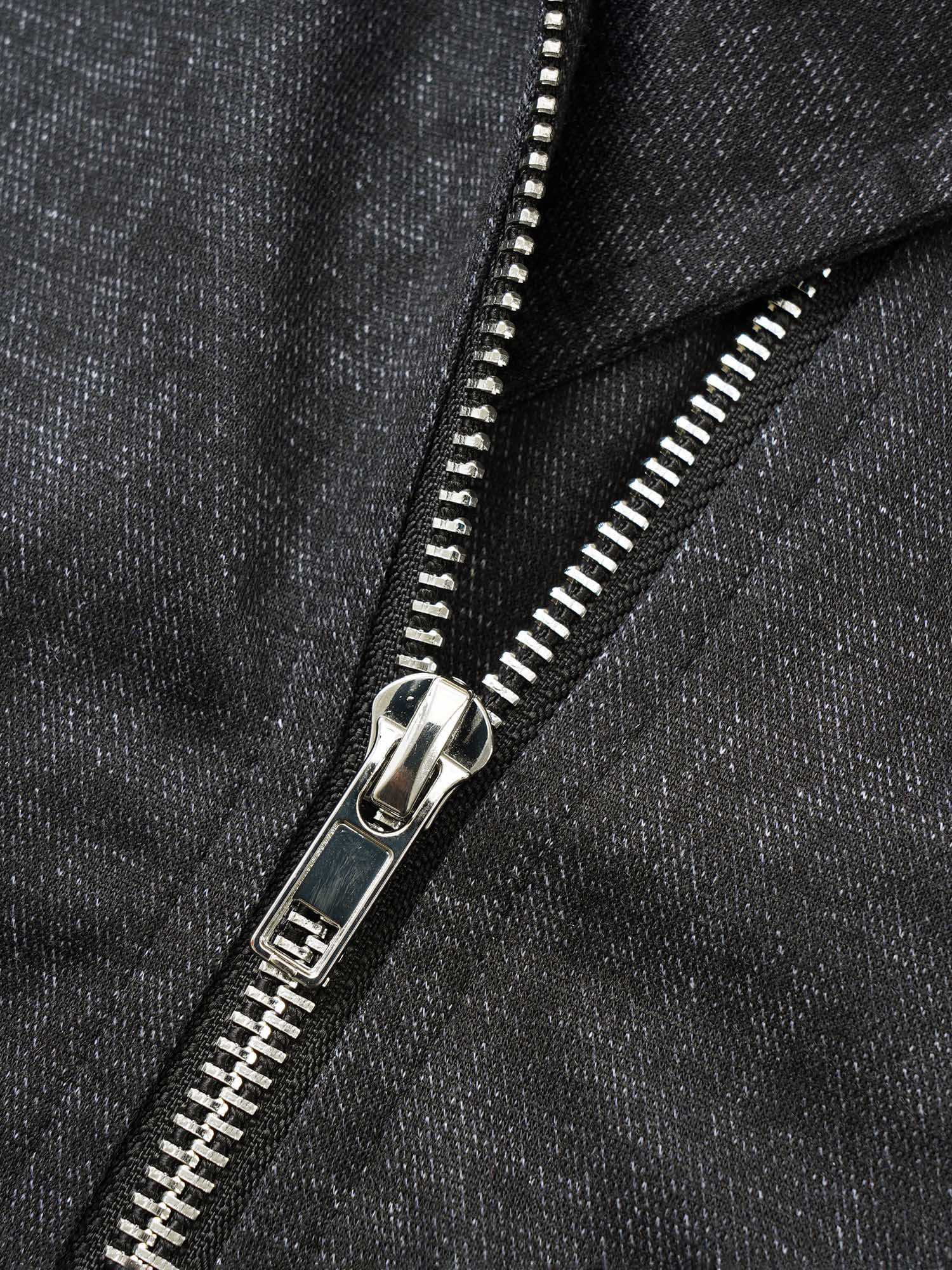 Texture Patchwork Rib Knit Zipper Jacket - Image 7