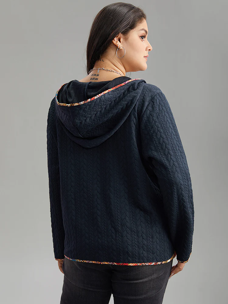 Texture Pocket Patchwork Button Detail Jacket - Image 2