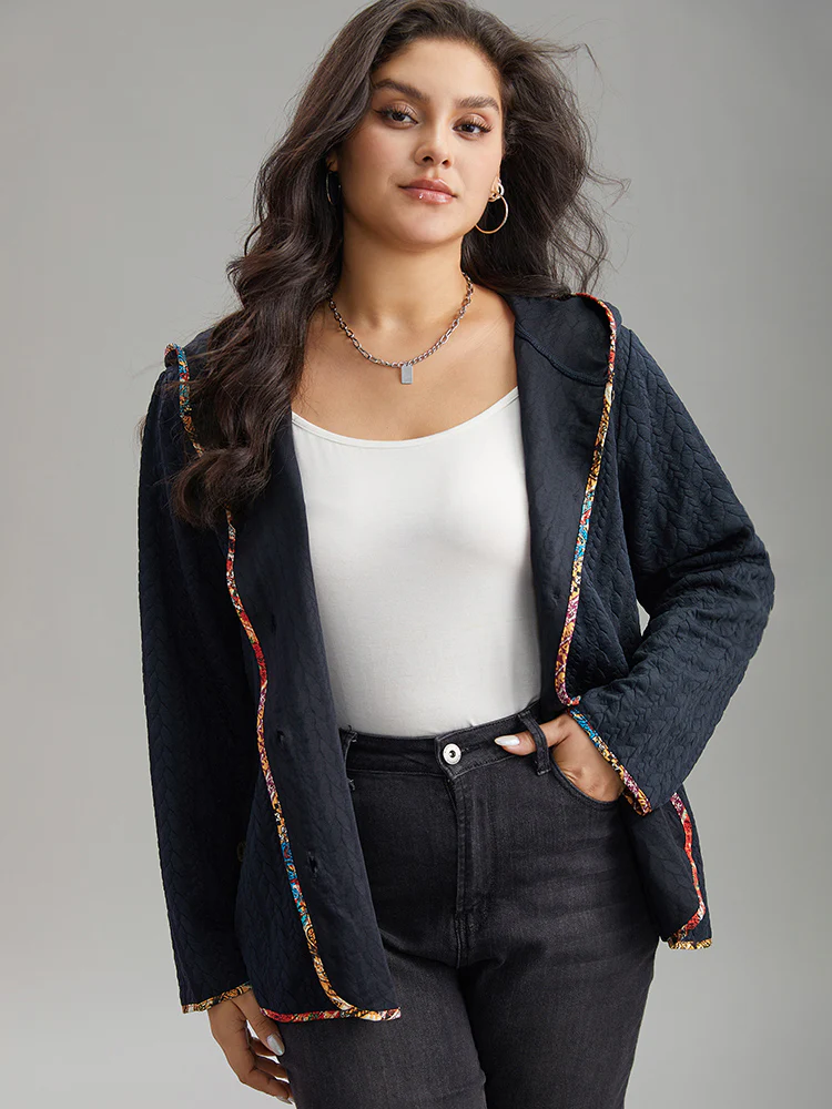 Texture Pocket Patchwork Button Detail Jacket - Image 6