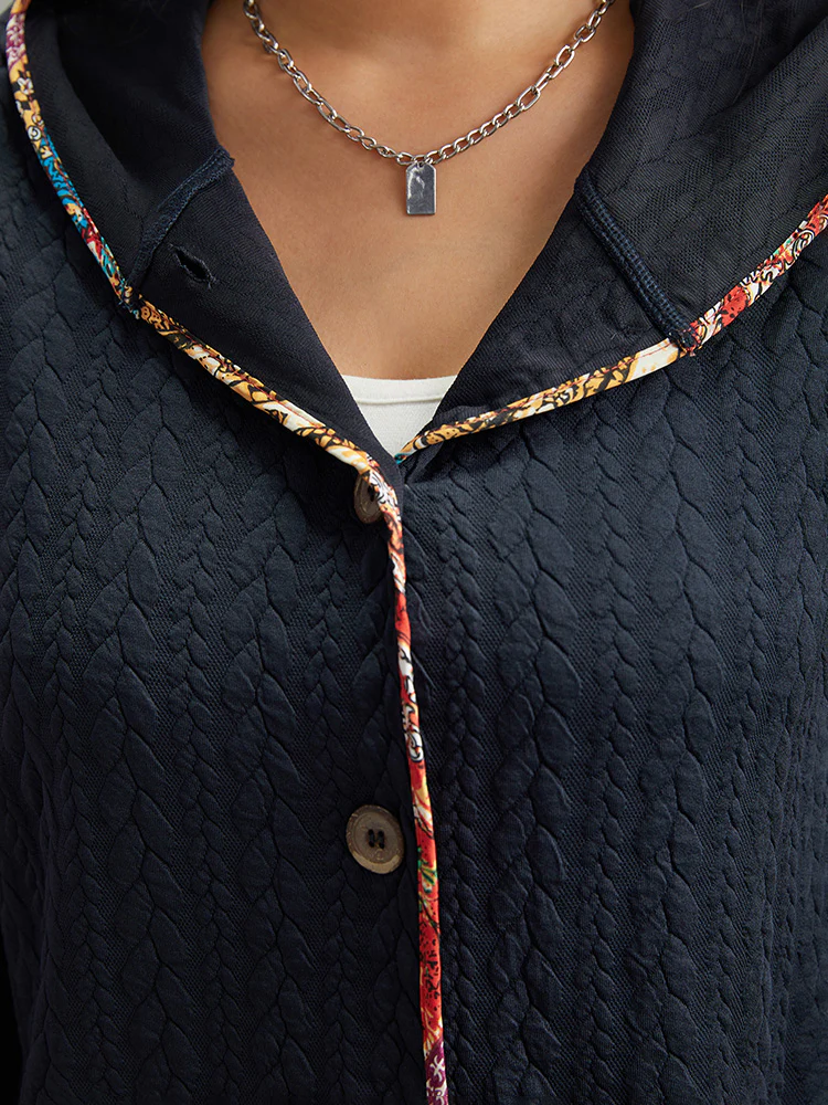 Texture Pocket Patchwork Button Detail Jacket - Image 7
