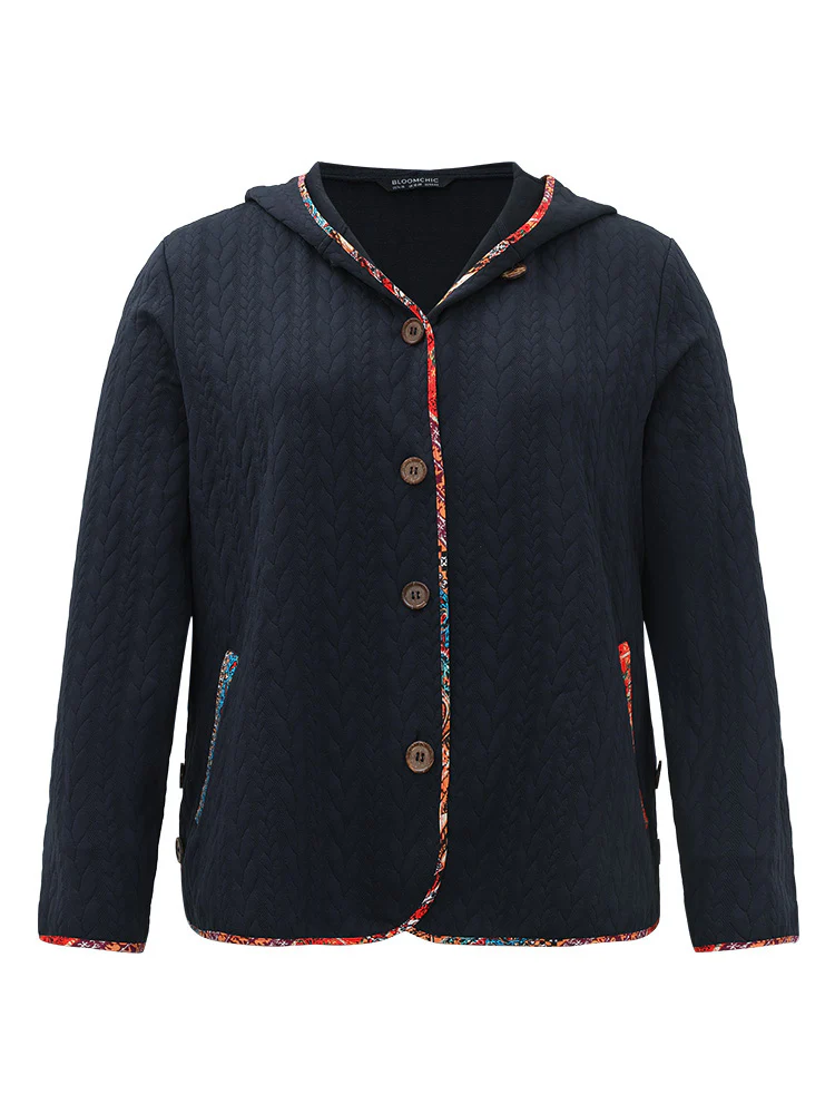Texture Pocket Patchwork Button Detail Jacket - Image 9