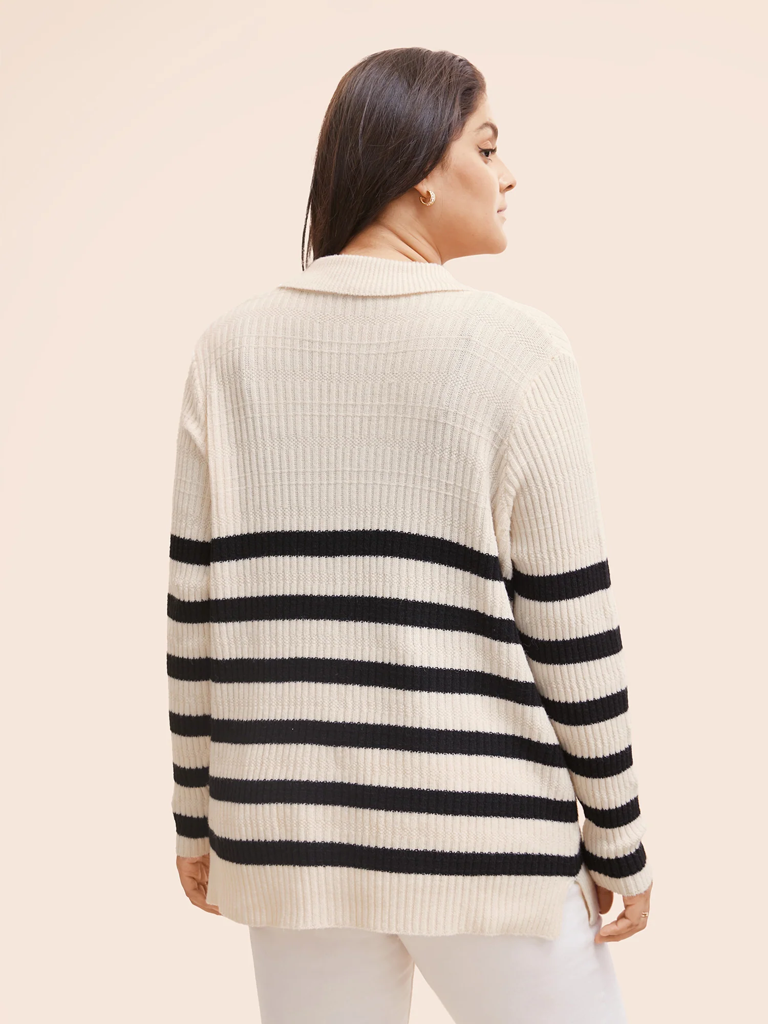 Texture Striped Patch Pocket Cardigan - Image 2