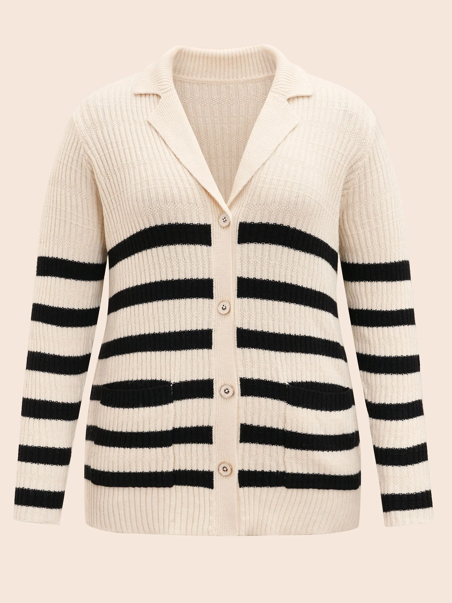 Texture Striped Patch Pocket Cardigan - Image 8