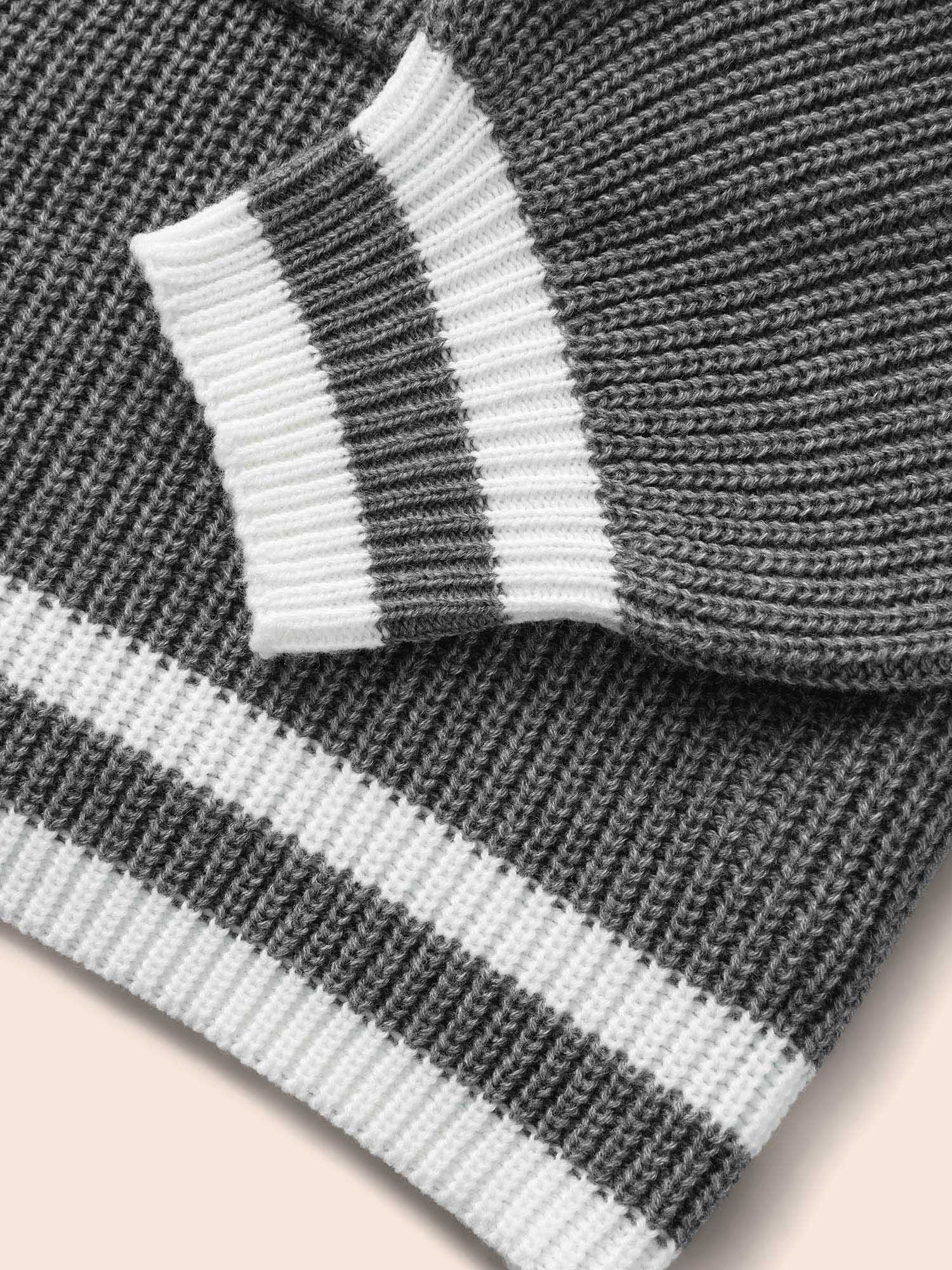Texture Striped Patchwork Patched Pocket Cardigan - Image 5