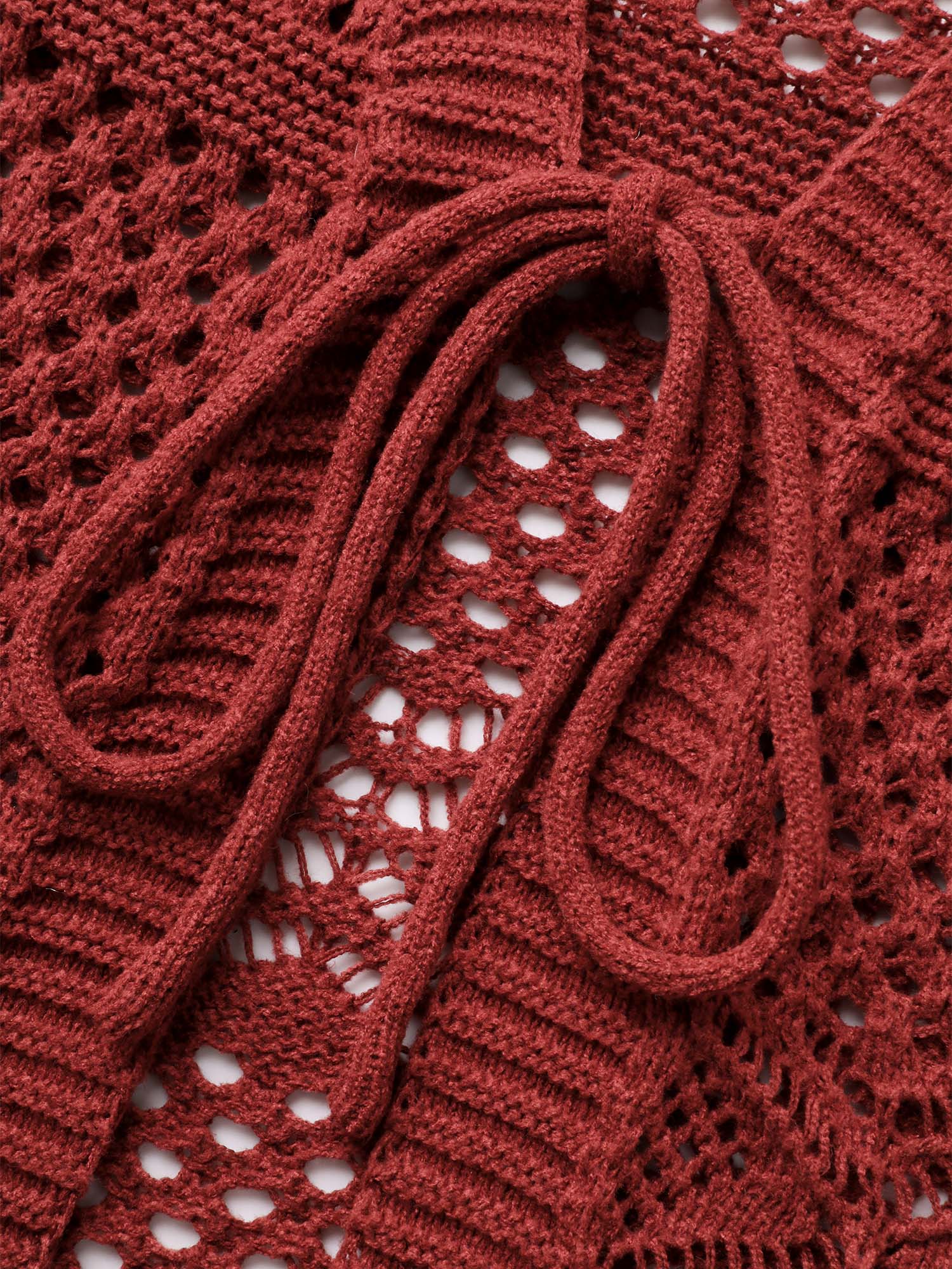 Texture Tie Knot Bell Sleeve Cardigan - Image 6