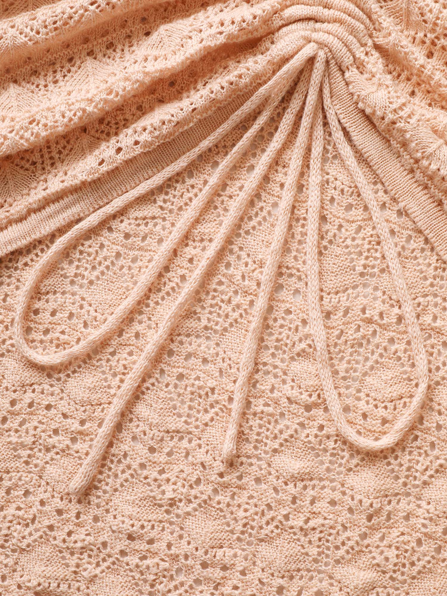 Texture Drawstring Shoulder Sleeve Pullover - Image 5