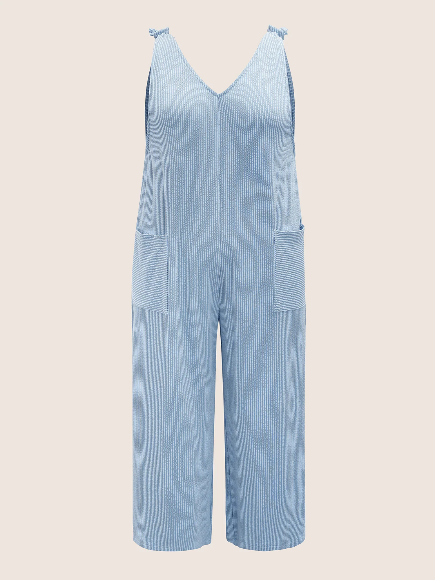 Texture Tie Knot Patch Pocket Jumpsuit - Image 7