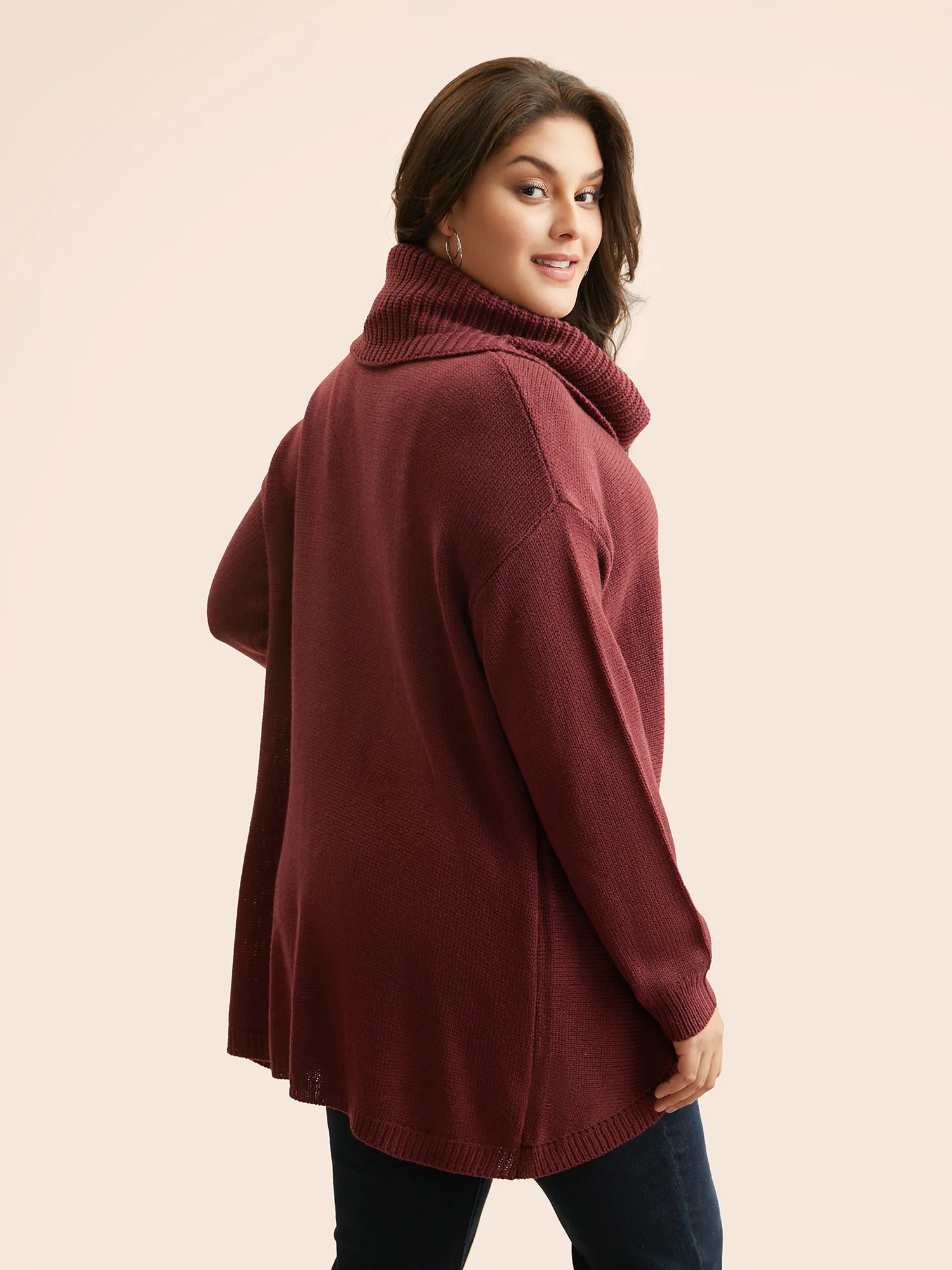 Texture Turtleneck Slit Front Pullover - Image 3