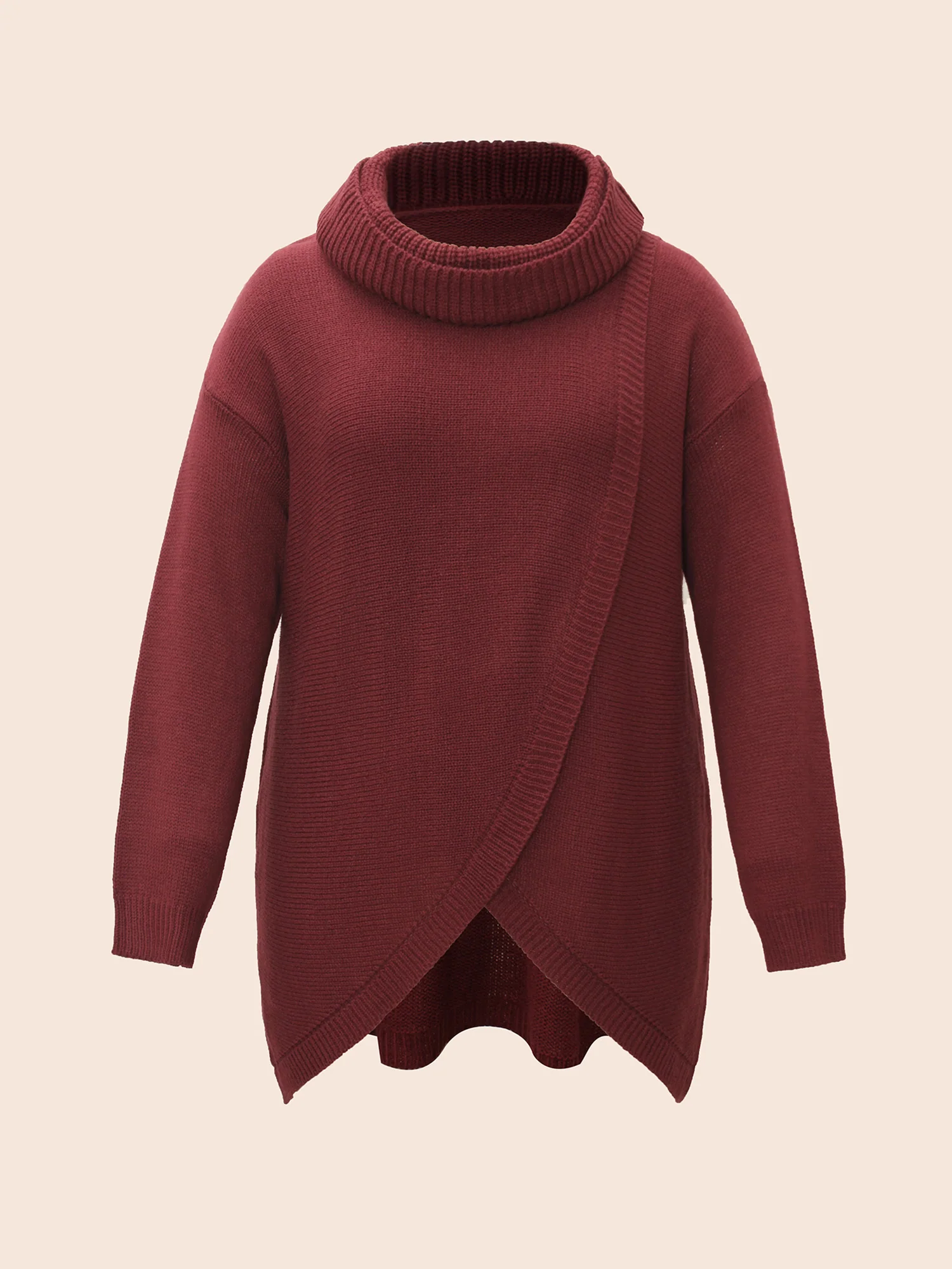 Texture Turtleneck Slit Front Pullover - Image 7