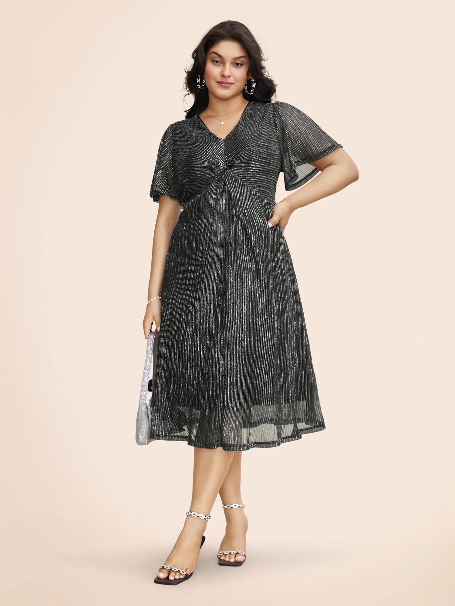 Texture Twist Front See Through Dress