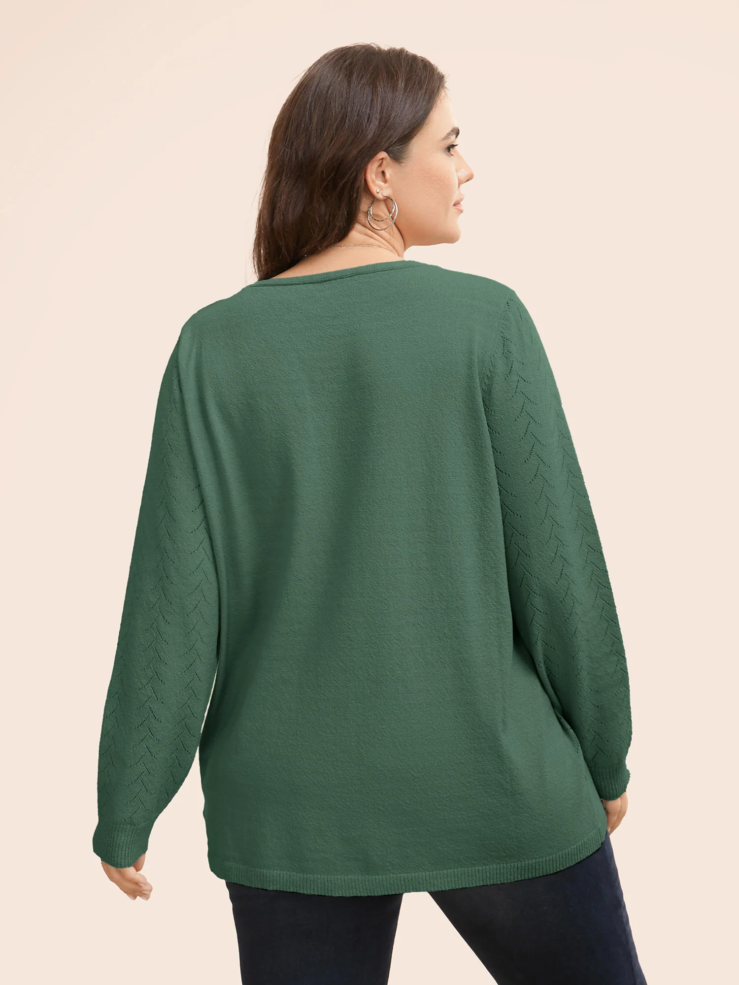 Texture V Neck Lightweight Pullover - Image 2