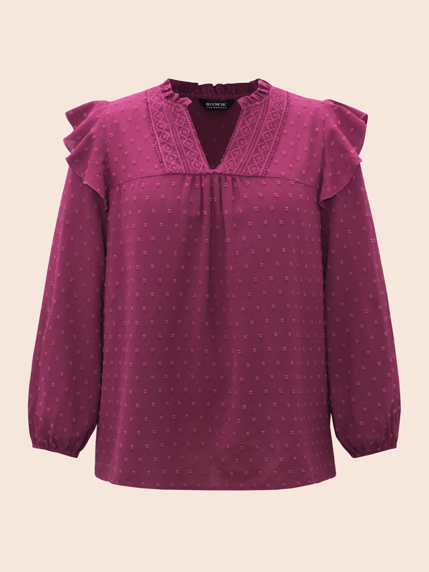 Texture Woven Ribbon Patchwork Ruffles Blouse - Image 8