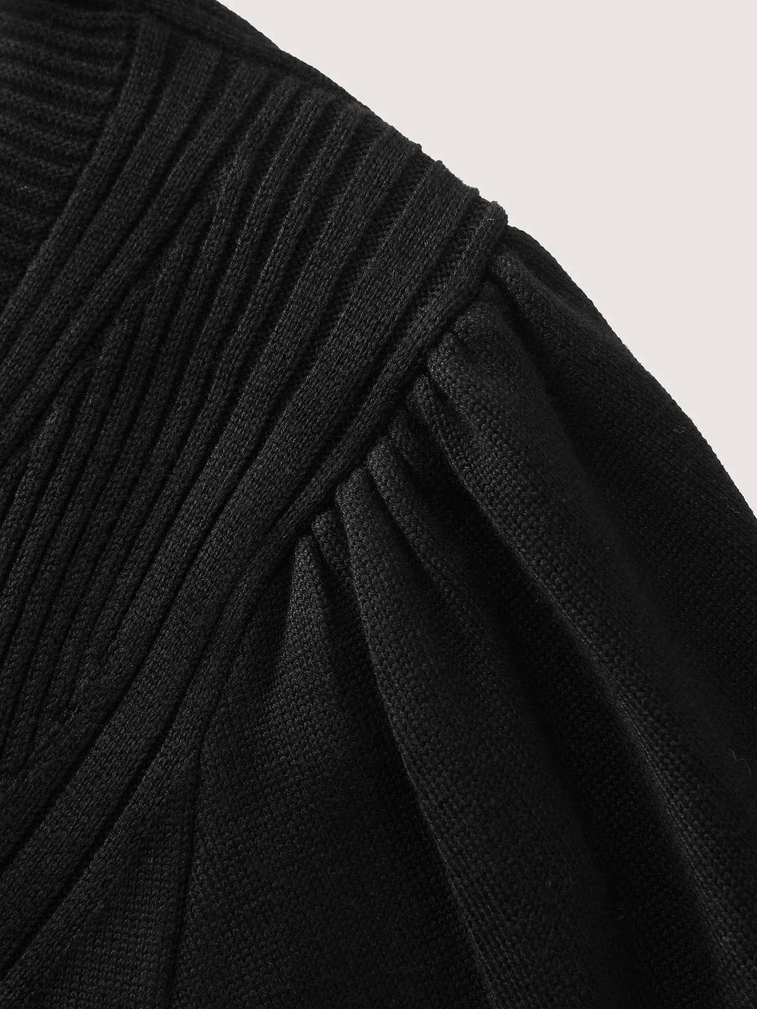 Textured A-Shaped Hem Lantern Sleeve Knit Cardigan - Image 6