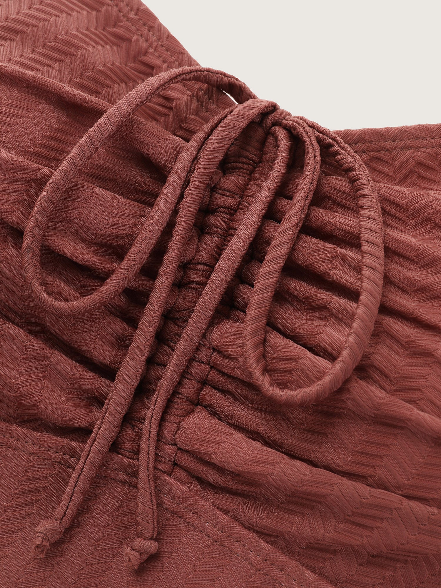 Textured Adjustable Drawstring Bodice Swim Dress - Image 10