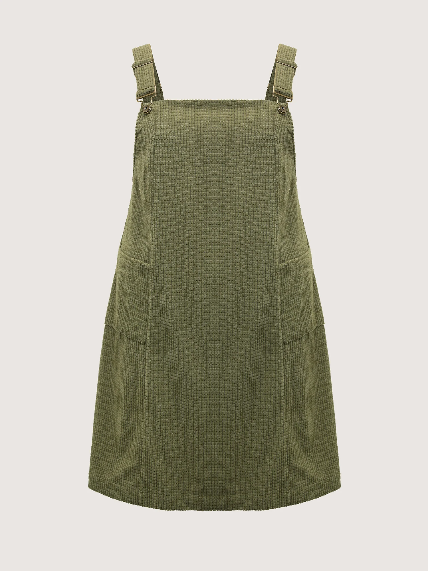 Textured Adjustable Overall Pockets Knee-Length Dress - Image 7