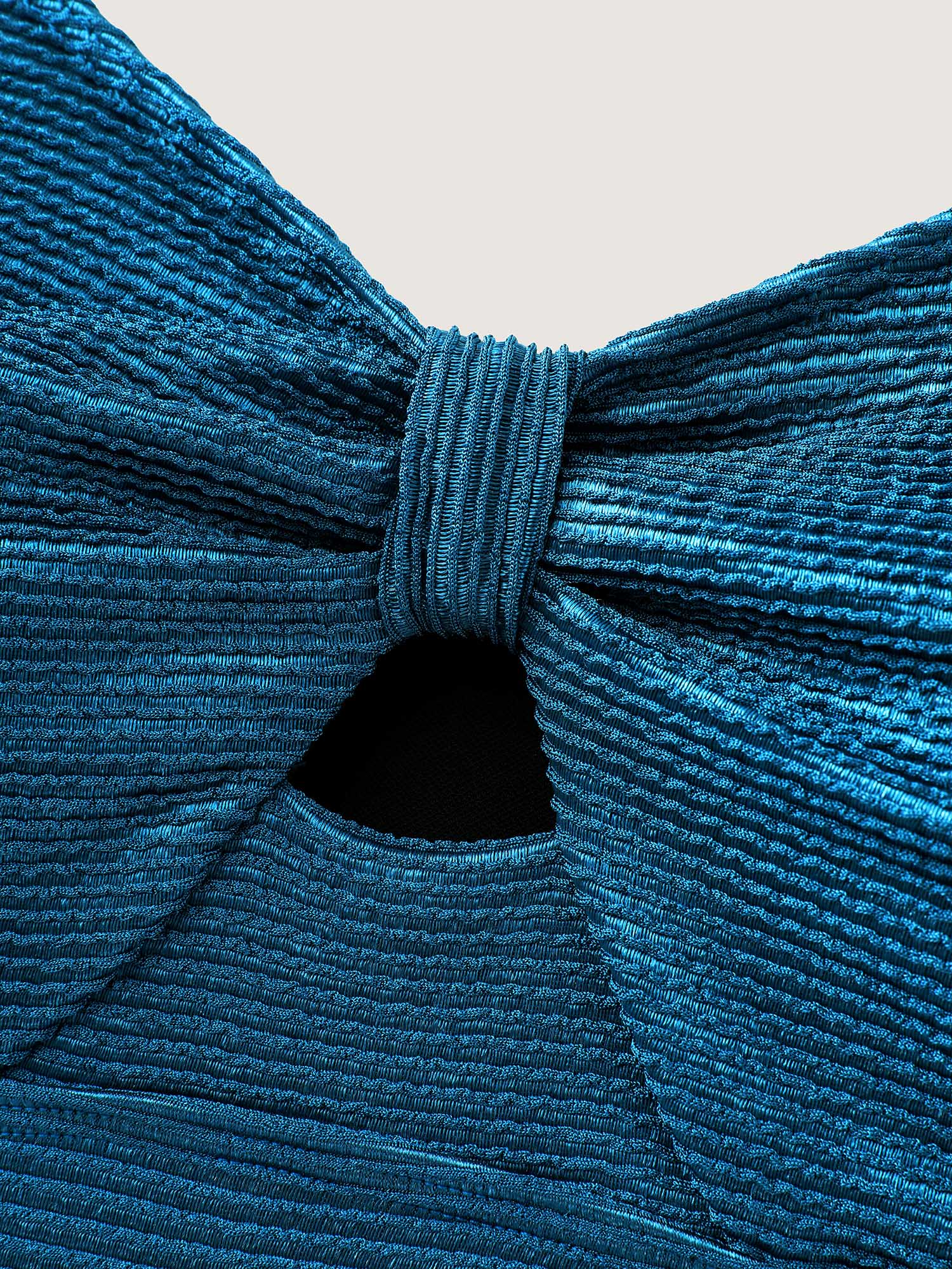 Textured Ruched Cut-Out Bikini Top - Image 4