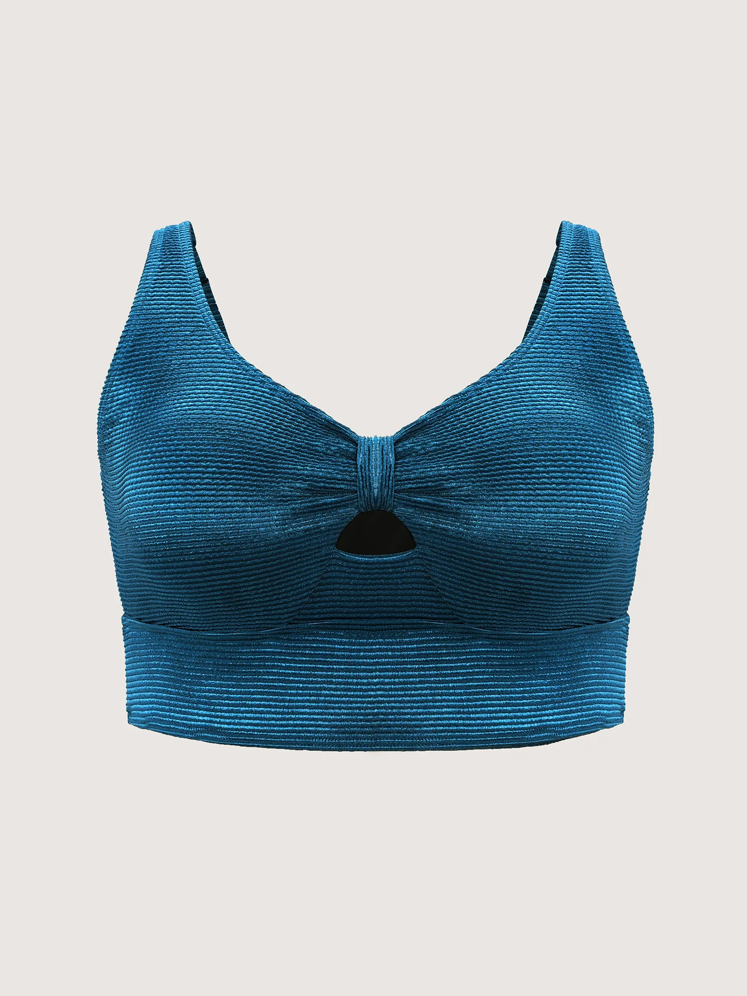 Textured Ruched Cut-Out Bikini Top - Image 6
