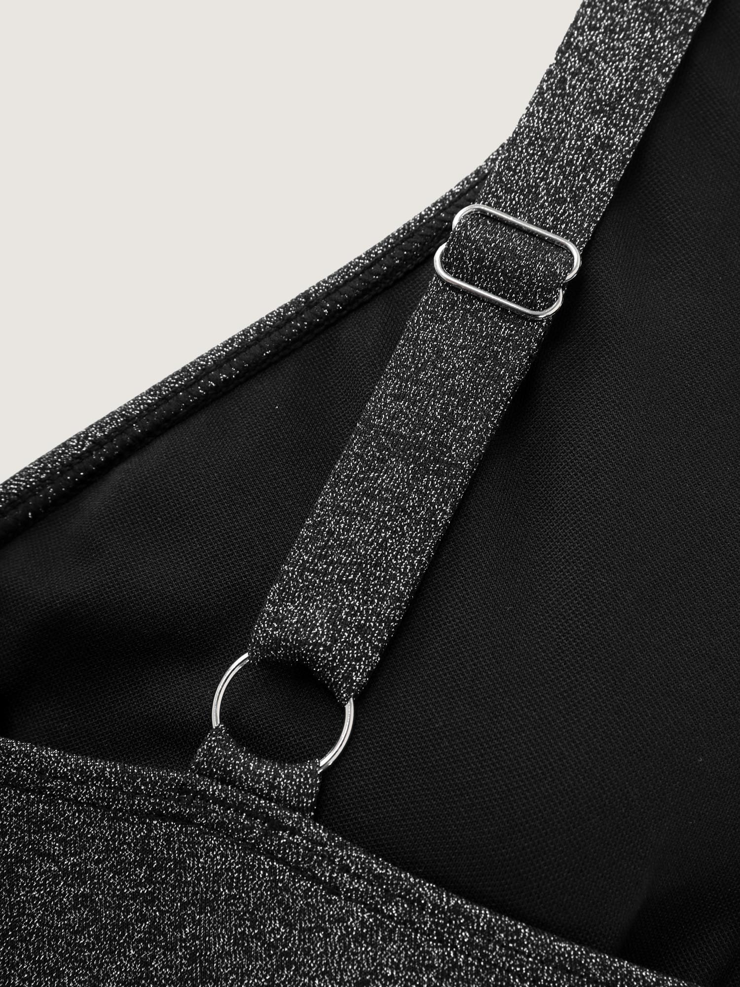 Textured Adjustable Surplice Neck Swim Top - Image 7