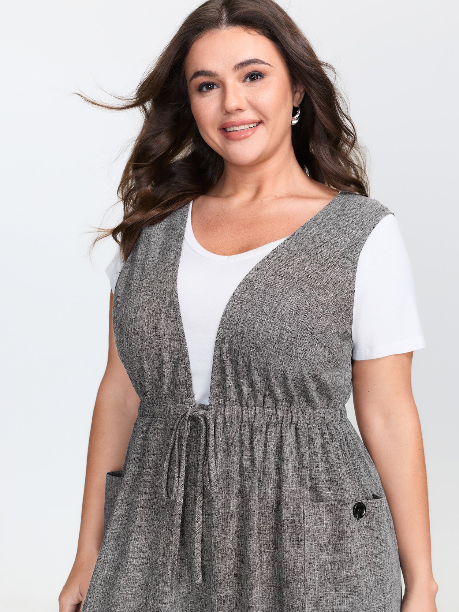 Textured Backless Heather Pocket Jumpsuit - Image 2