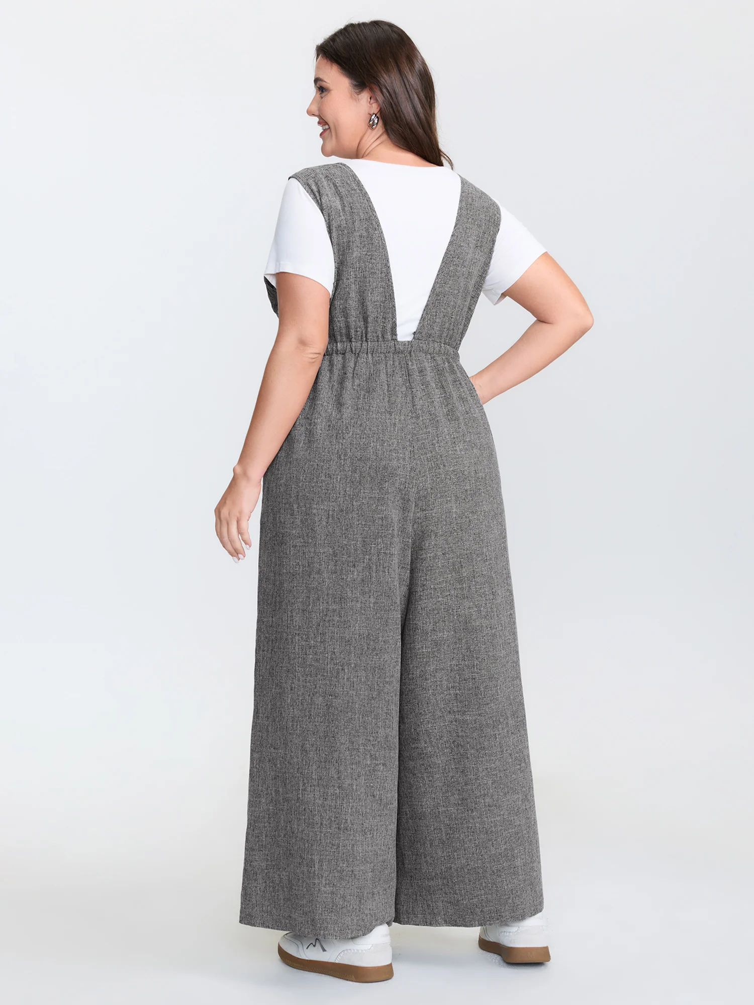 Textured Backless Heather Pocket Jumpsuit - Image 4