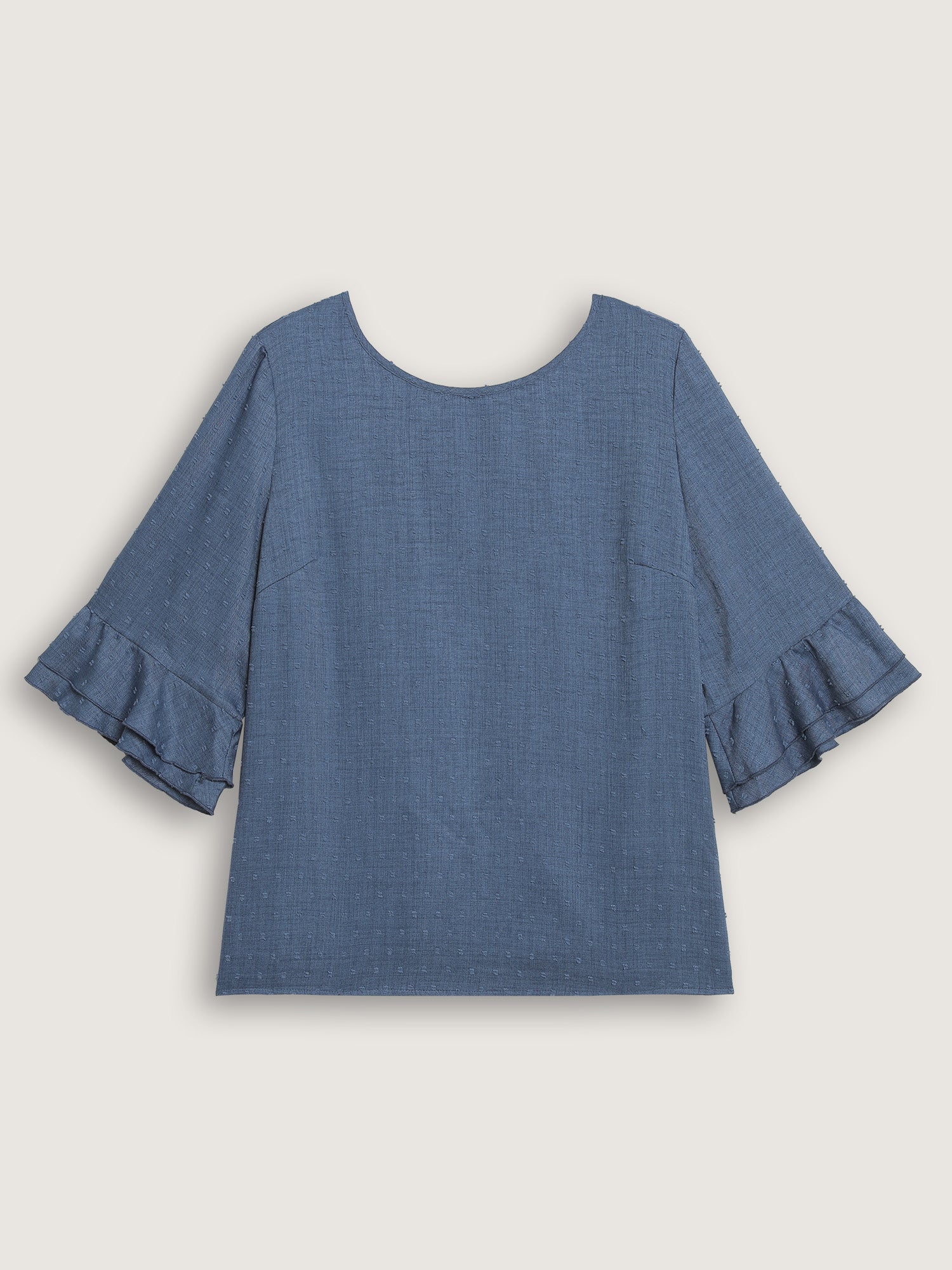 Textured Backless Lace Trim Blouse - Image 7