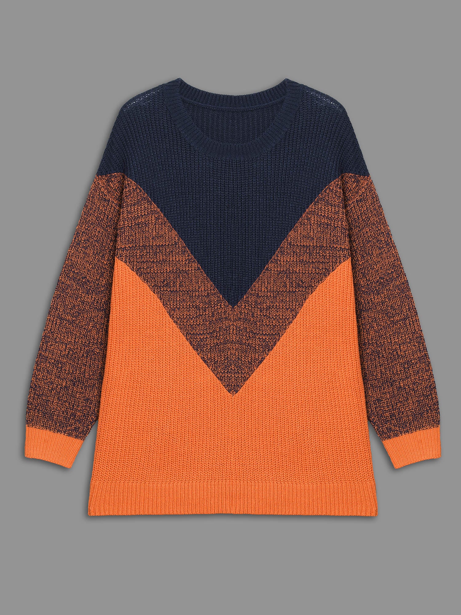 Textured Balloon Sleeves Color Block Pullover - Image 9