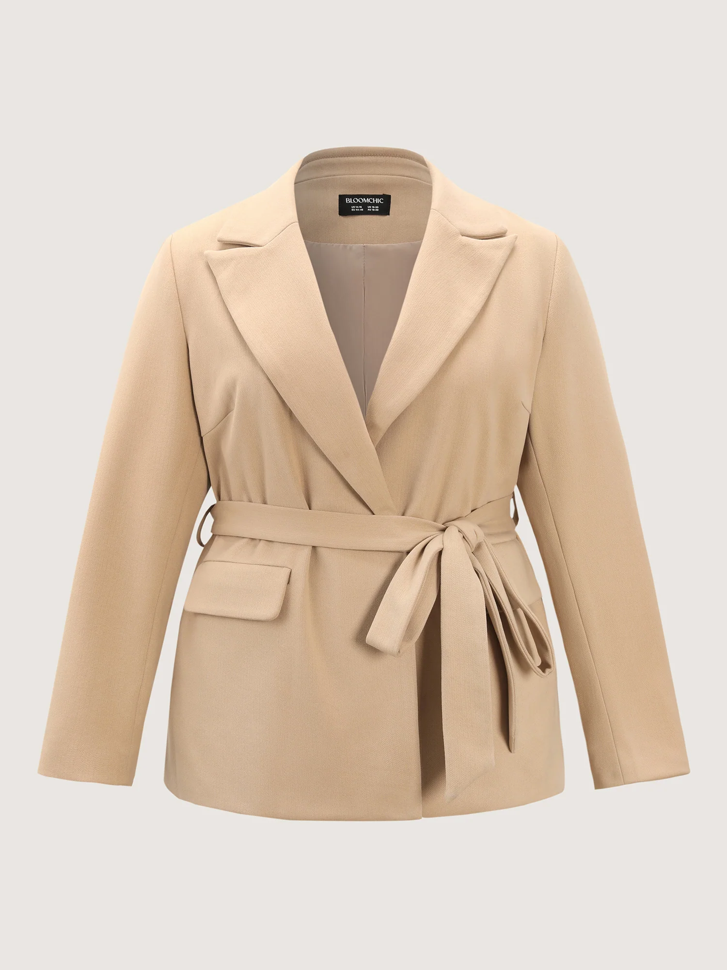 Textured Belted Plain Blazer - Image 6
