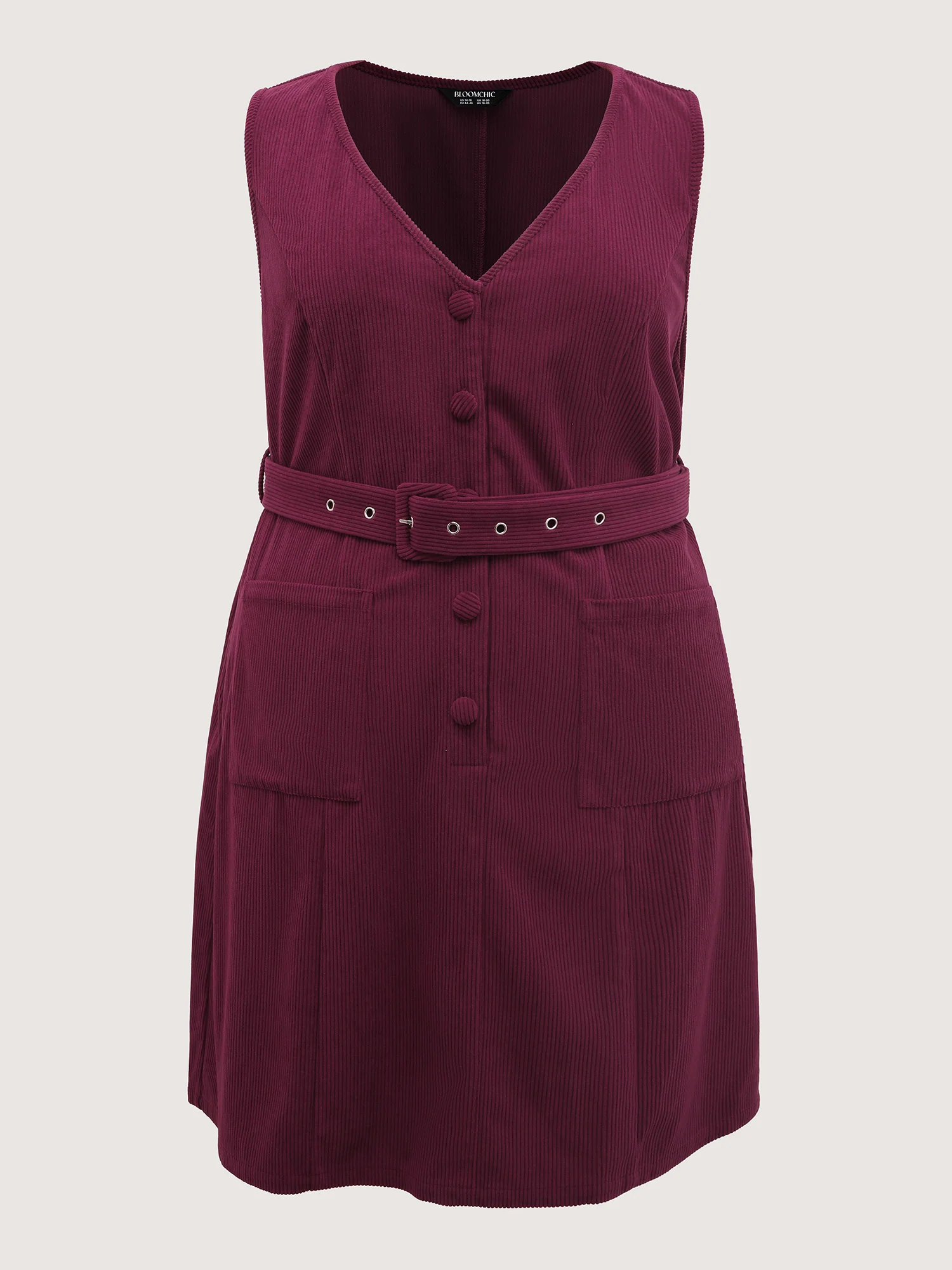 Textured Belted Waist Sleeveless Knee-Length Dress - Image 5